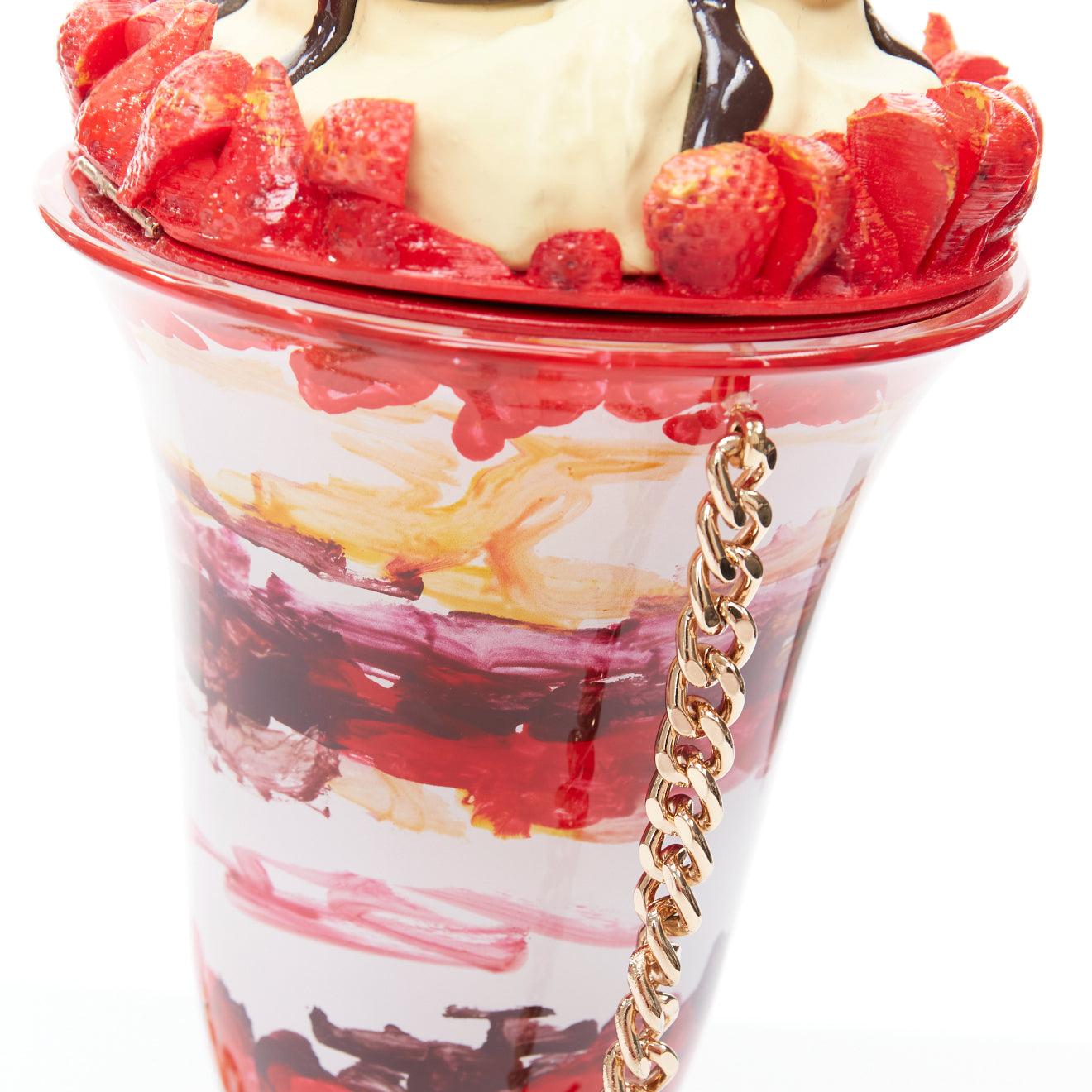 rare MOSCHINO 2022 Ice Cream Sundae Runway pink chocolate chain crossbody bag For Sale 3