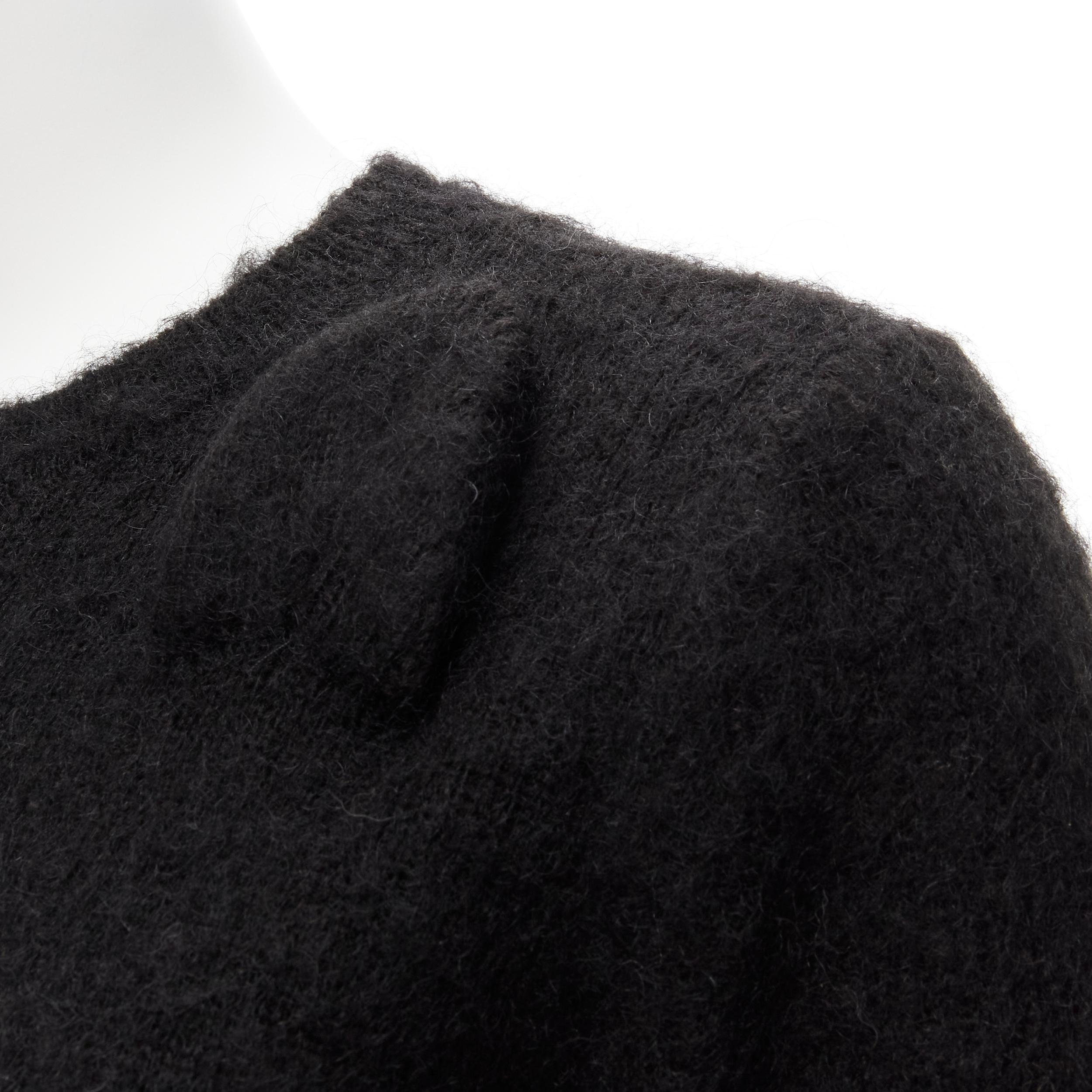 rare MOSCHINO BOUTIQUE black winking cat 3D ears furry cropped sweater IT42 M 3