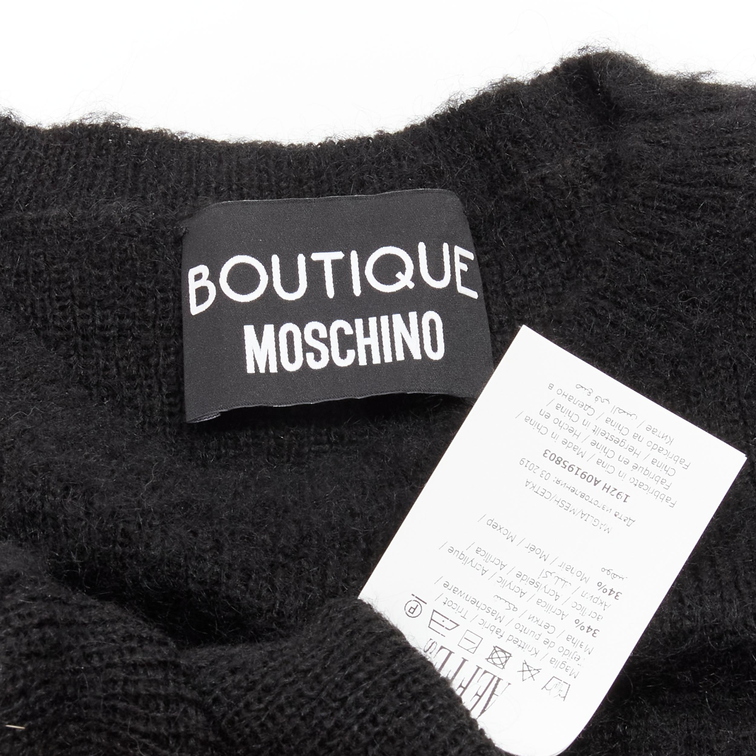 raro MOSCHINO BOUTIQUE suéter negro con orejas 3D de gato guiñando IT42 M en venta 4