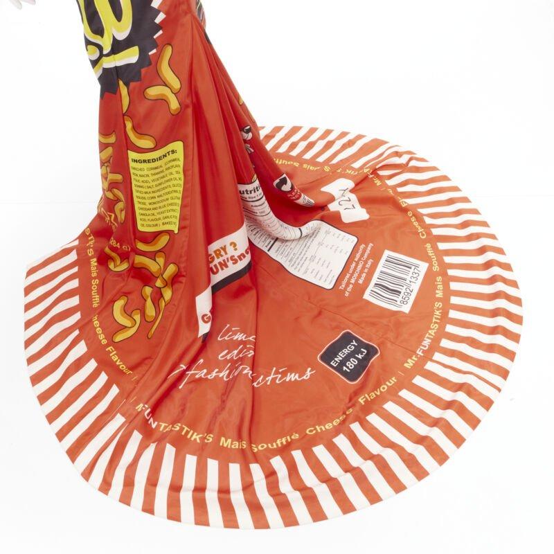 ¡raro MOSCHINO Couture! 2014 Pasarela naranja Cheetos Junk Food bata con lazo IT38 XS en venta 2