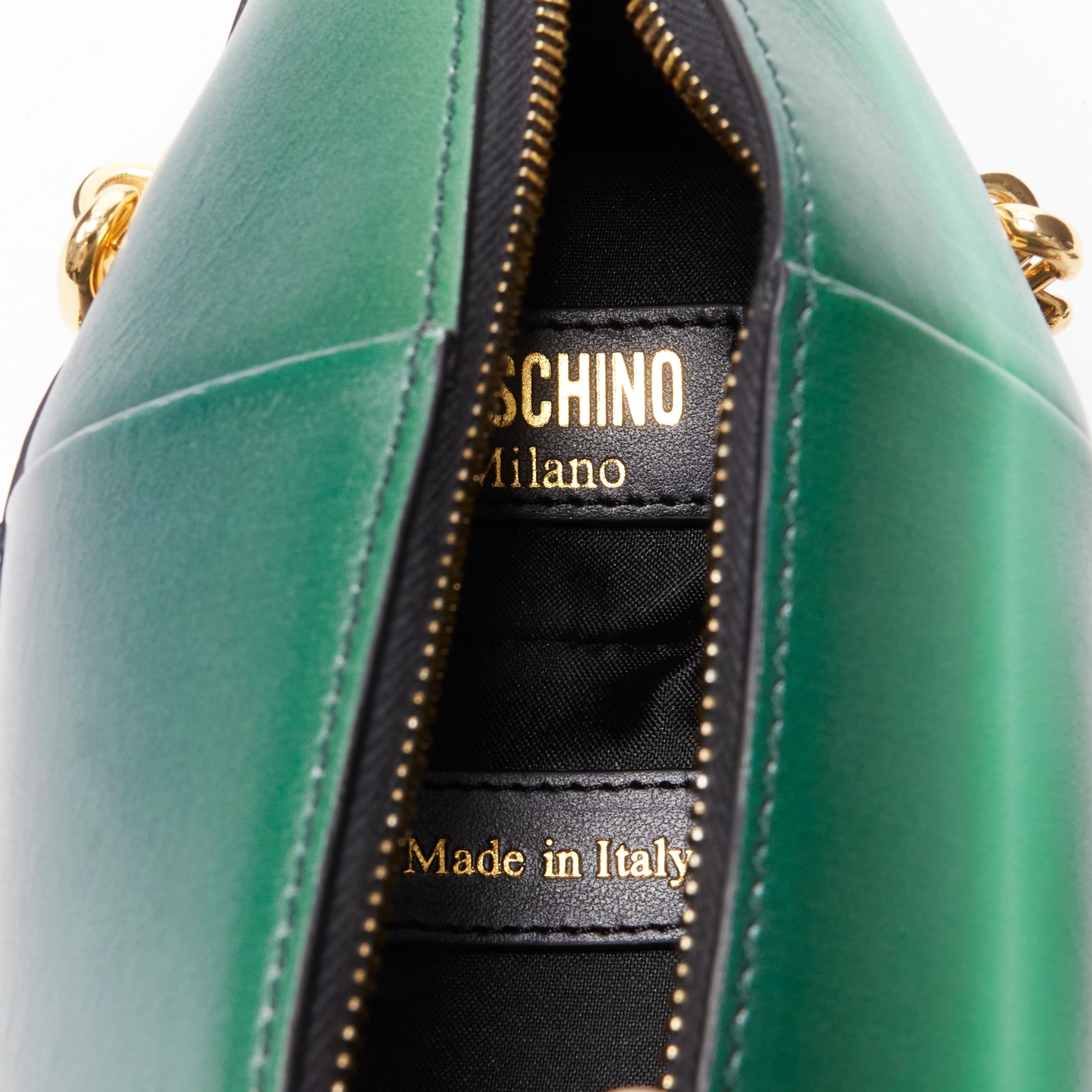 rare MOSCHINO Couture! 2019 runway green leather Champagne bottle crossbody bag 2