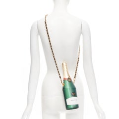 rare MOSCHINO Couture! 2019 runway green leather Champagne bottle crossbody bag