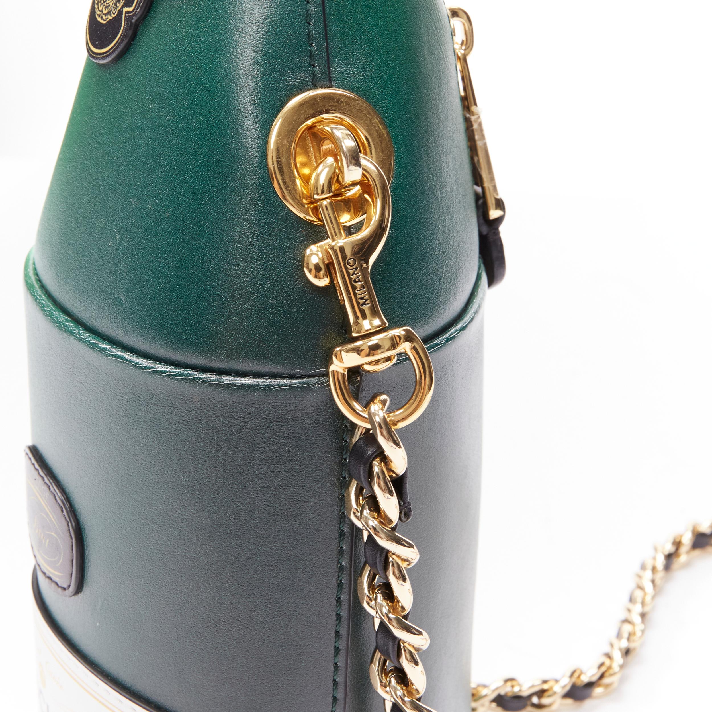 rare MOSCHINO Couture! 2019 runway green leather Champagne bottle crossbody bag 1