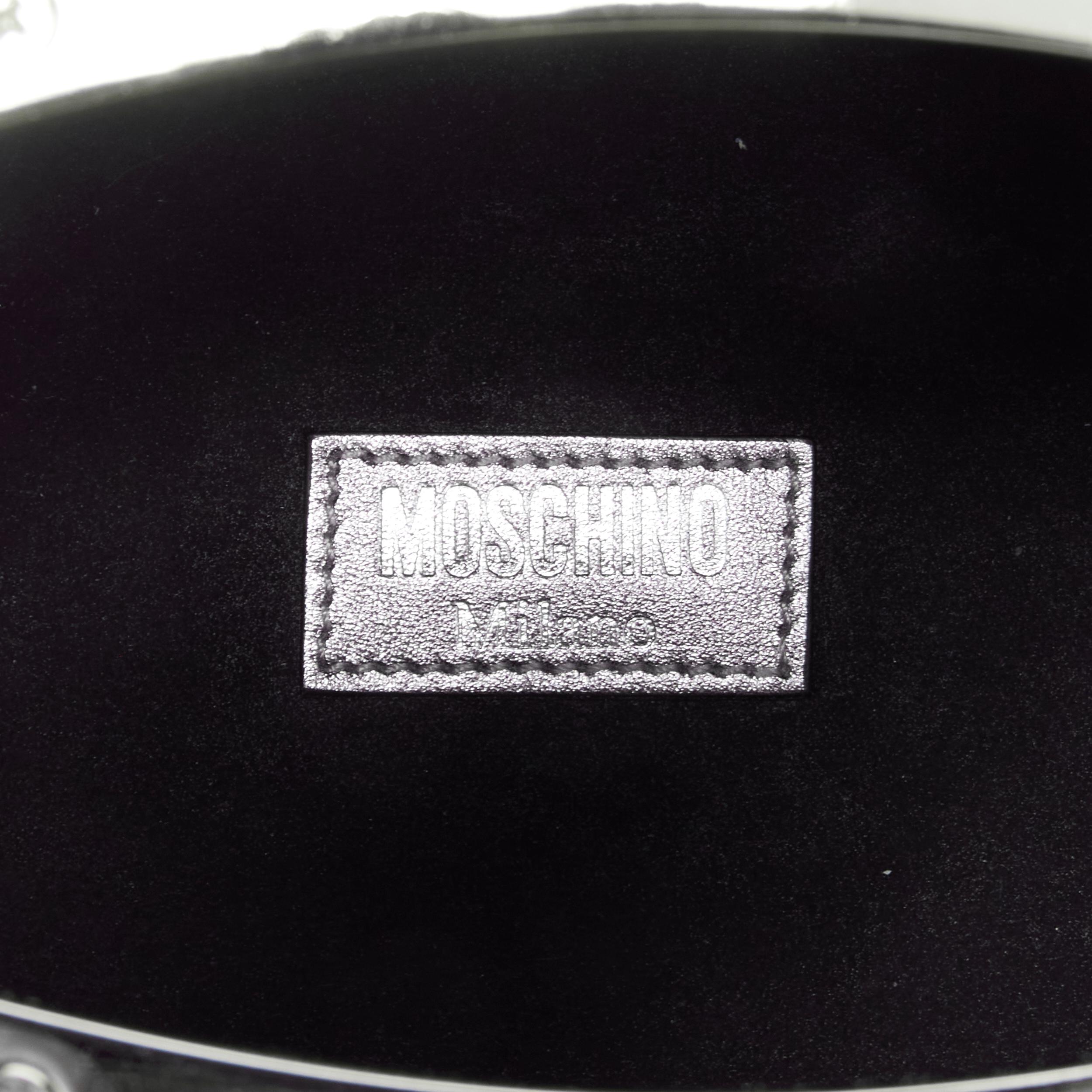 rare MOSCHINO Couture! 2019 runway silver leather Iron top handle bag 7