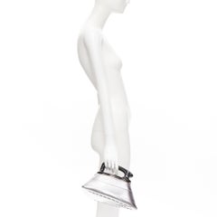 rare MOSCHINO Couture! 2019 runway silver leather Iron top handle bag