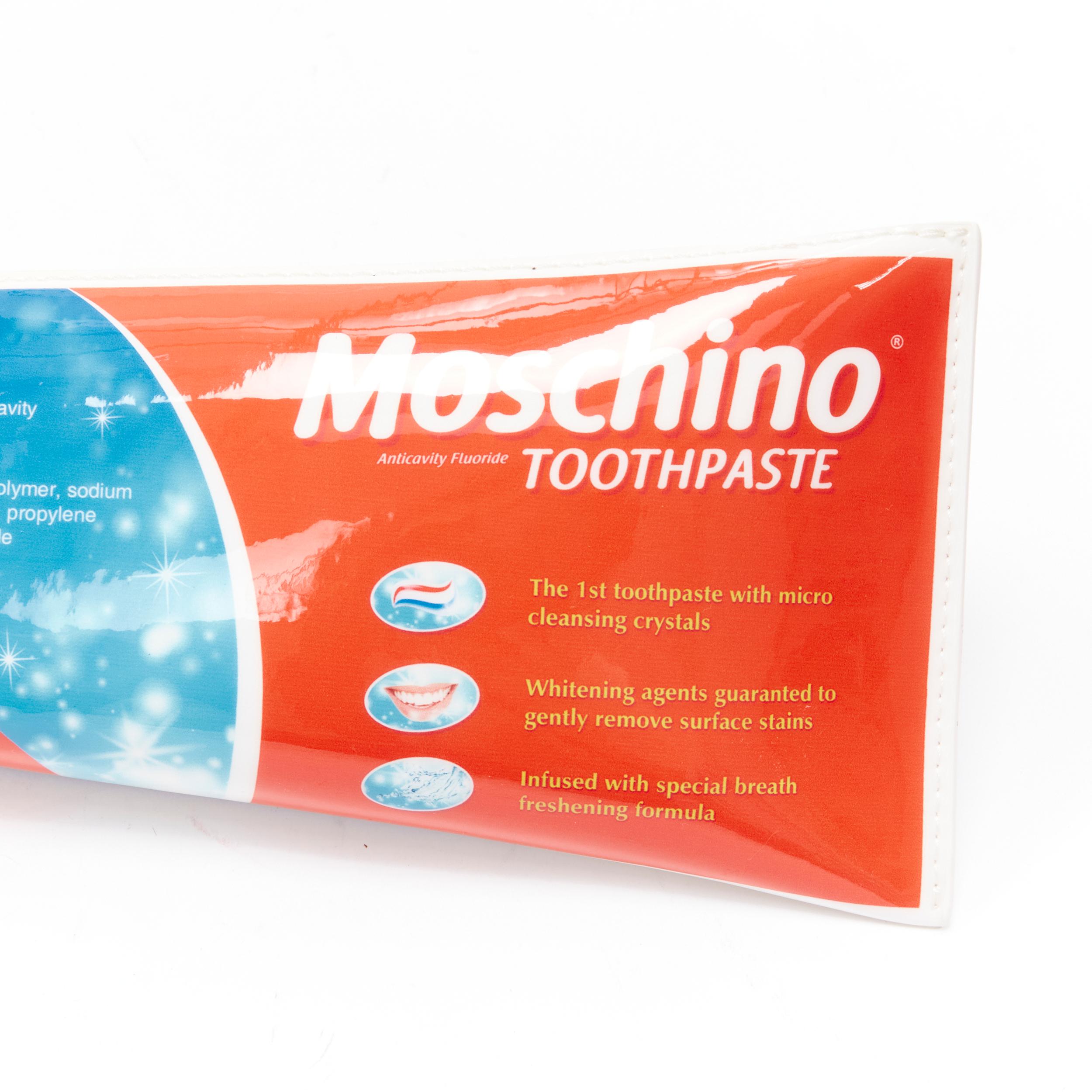 Beige rare MOSCHINO Couture! 2019 Runway Toothpaste tube XL zip back clutch bag