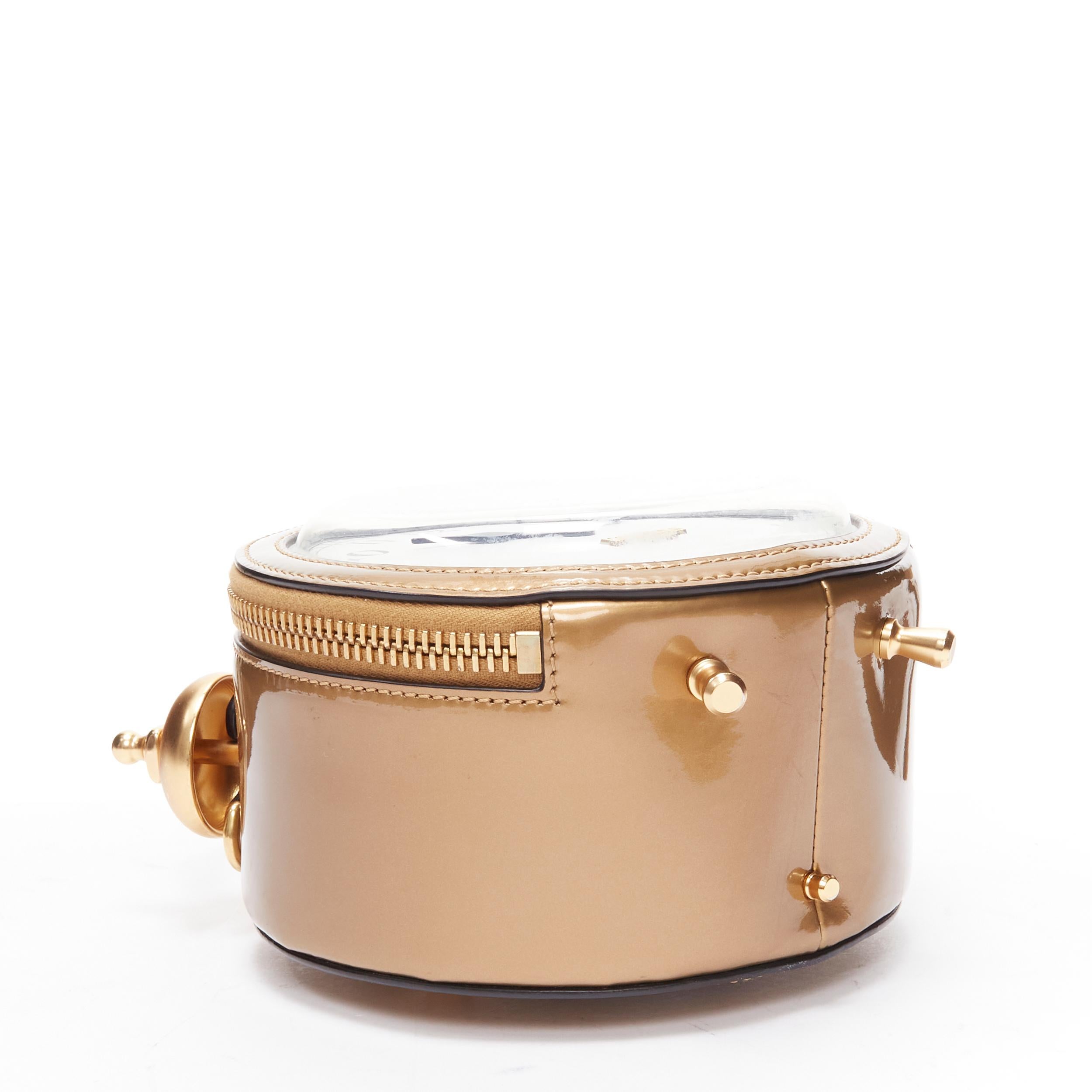 Gold rare MOSCHINO Couture! gold Circus Clock gold top handle crossbody clutch bag