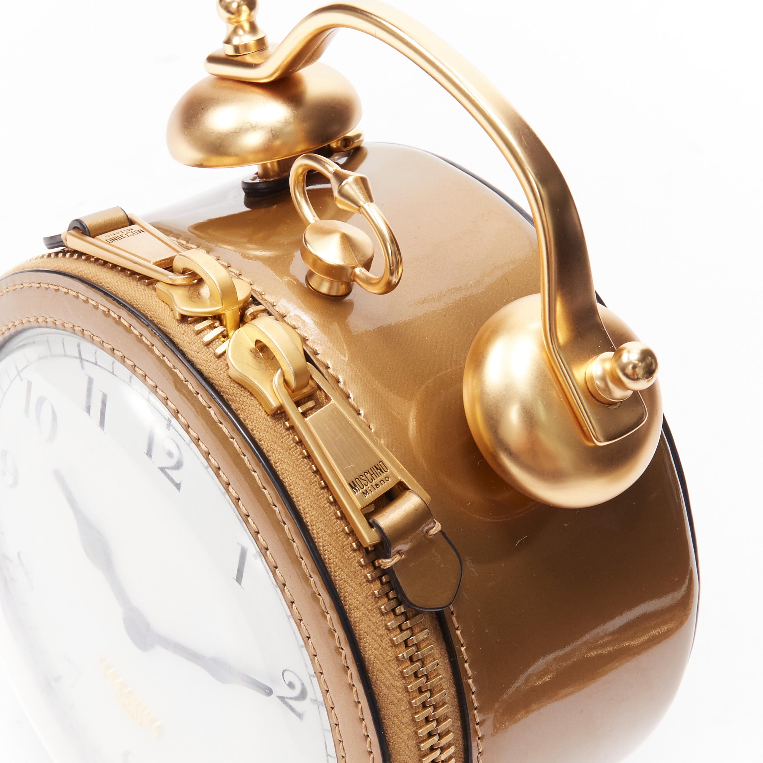 Women's rare MOSCHINO Couture! gold Circus Clock gold top handle crossbody clutch bag