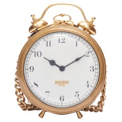 Seltene MOSCHINO Couture! Gold Circus-Uhr mit goldenem Henkel und goldenem Henkel Crossbody-Clutch Bag