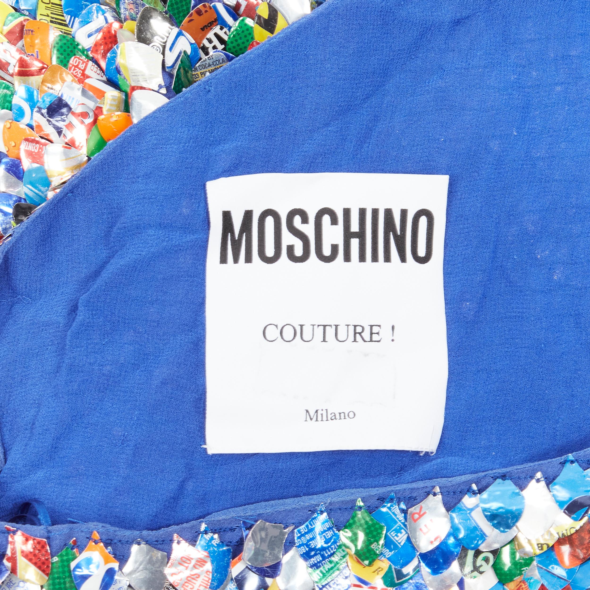rare MOSCHINO Couture! runway blue aluminium can paillette embellished one 4