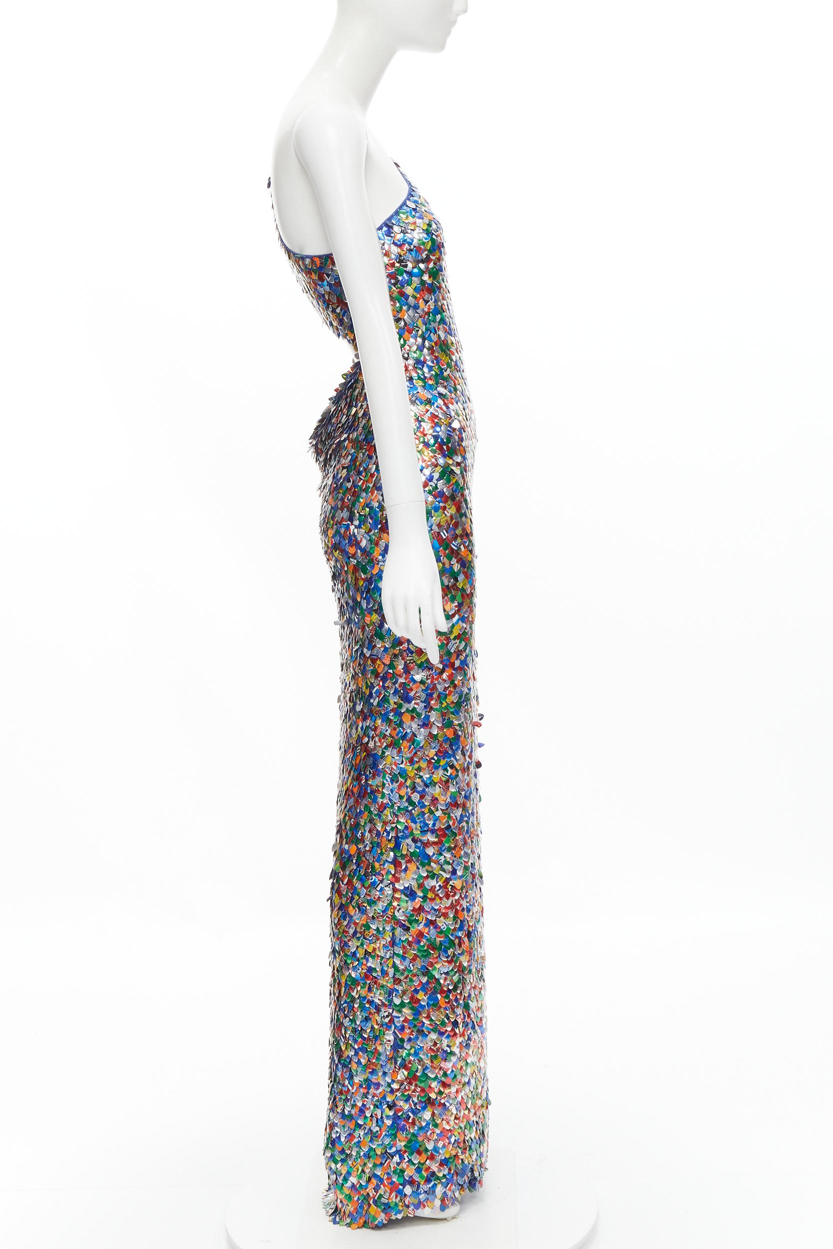Gray rare MOSCHINO Couture! runway blue aluminium can paillette embellished one