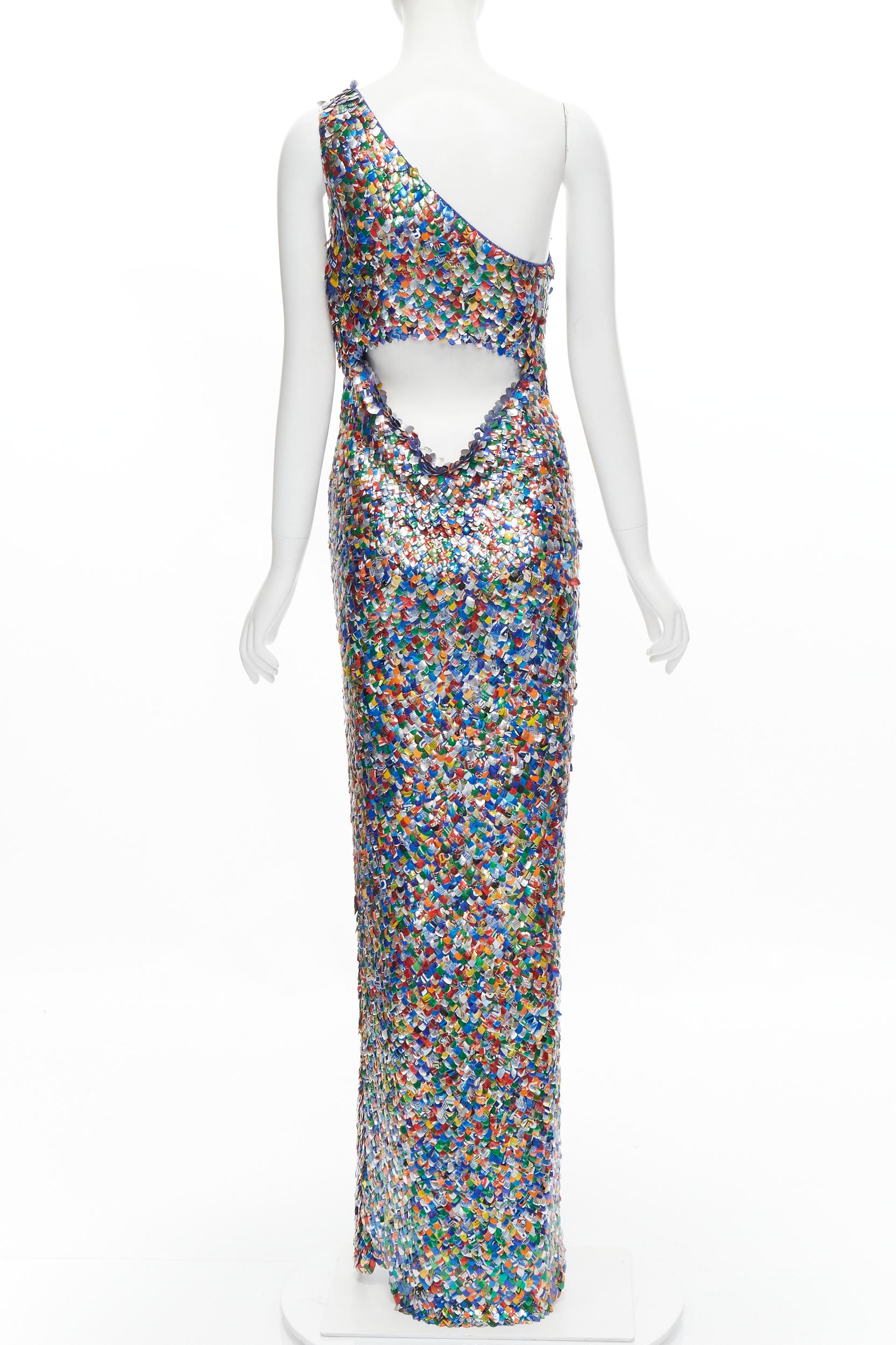 rare MOSCHINO Couture! runway blue aluminium can paillette embellished one In Excellent Condition In Hong Kong, NT