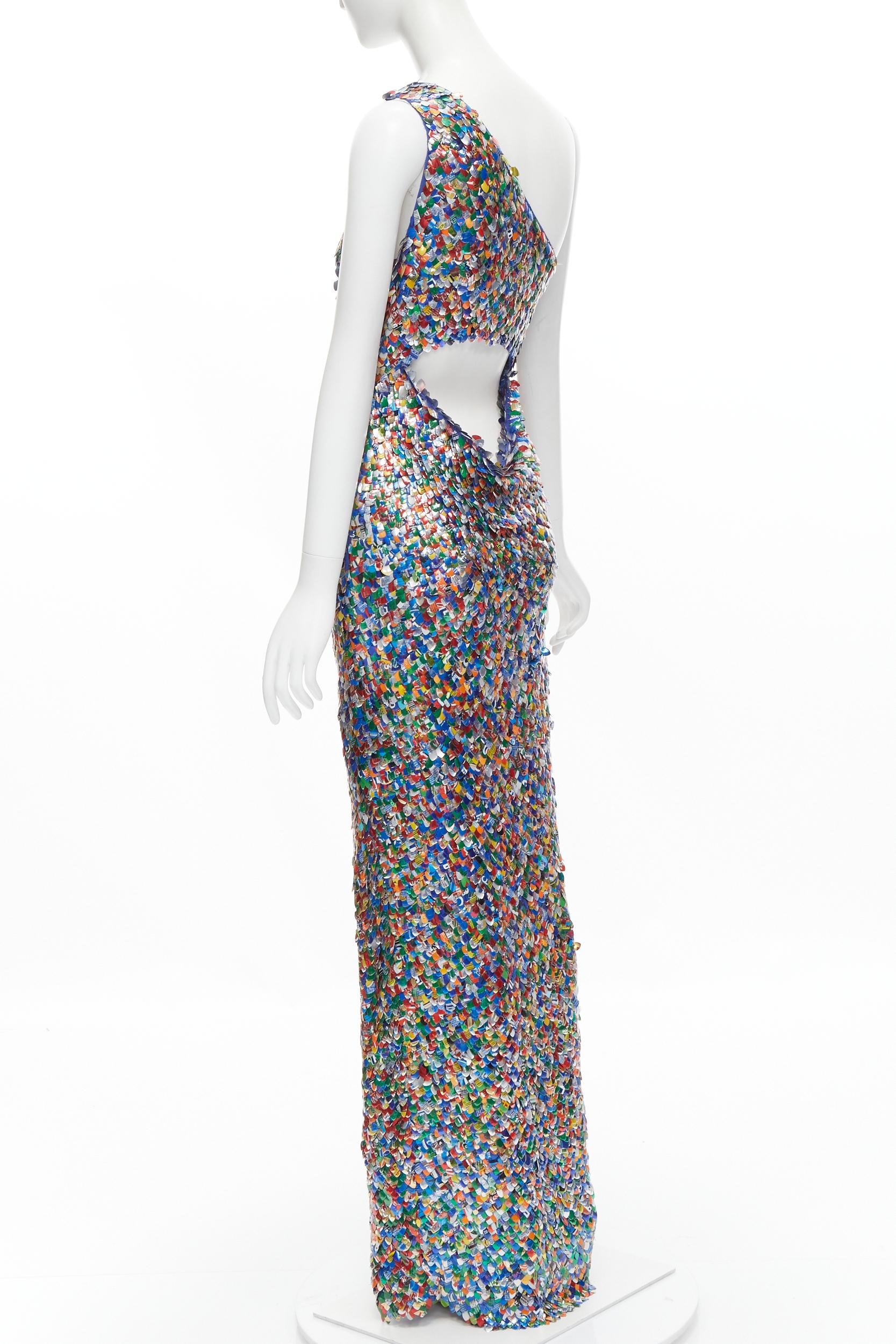 Women's rare MOSCHINO Couture! runway blue aluminium can paillette embellished one
