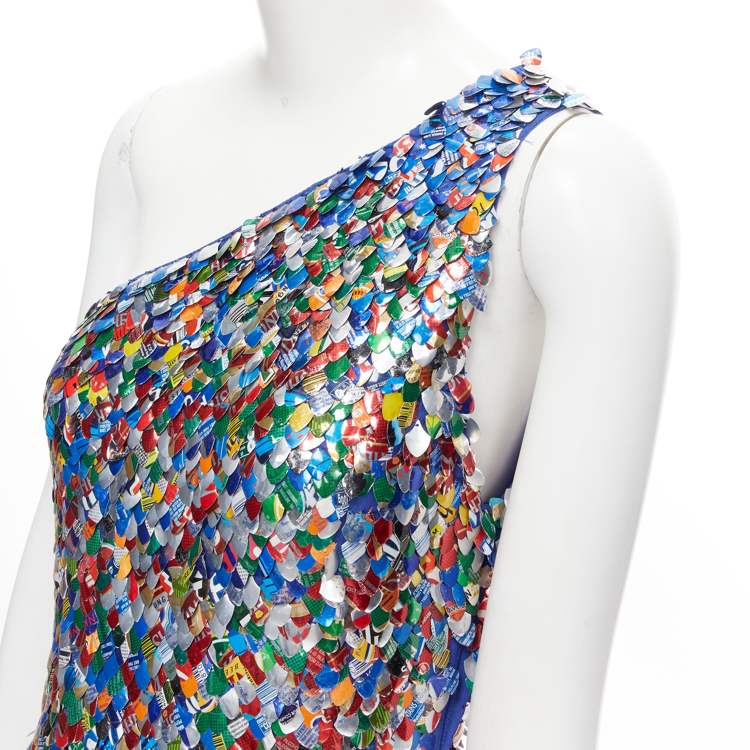 rare MOSCHINO Couture! runway blue aluminium can paillette embellished one 1