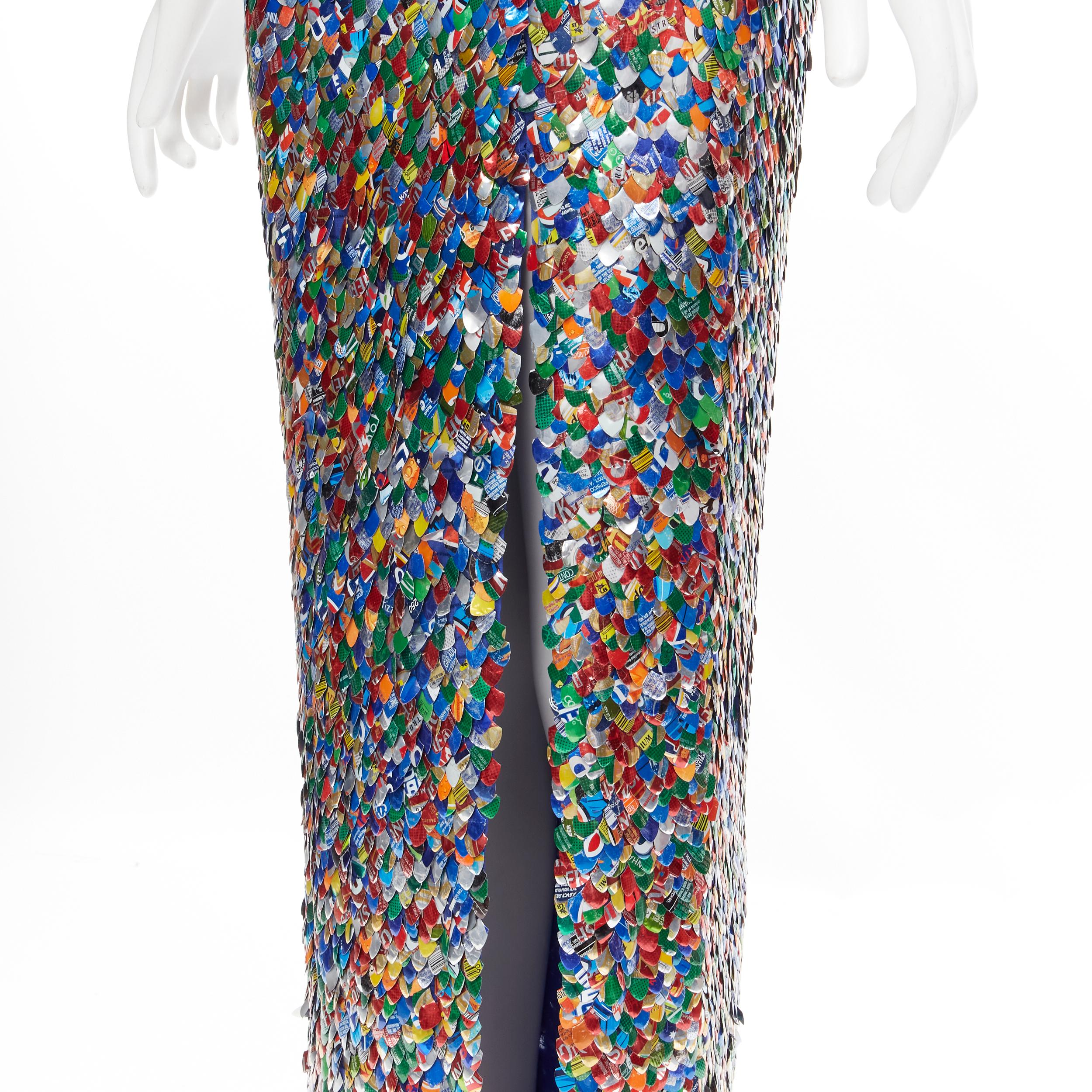 rare MOSCHINO Couture! runway blue aluminium can paillette embellished one 3