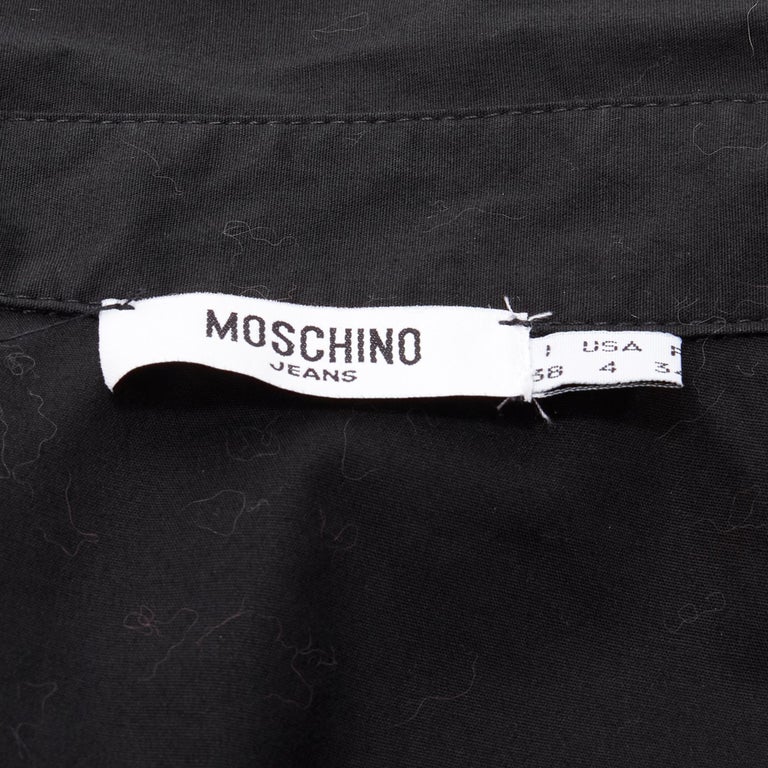 rare MOSCHINO JEANS Vintage black cotton hair clip embellished shirt IT38 XS 7