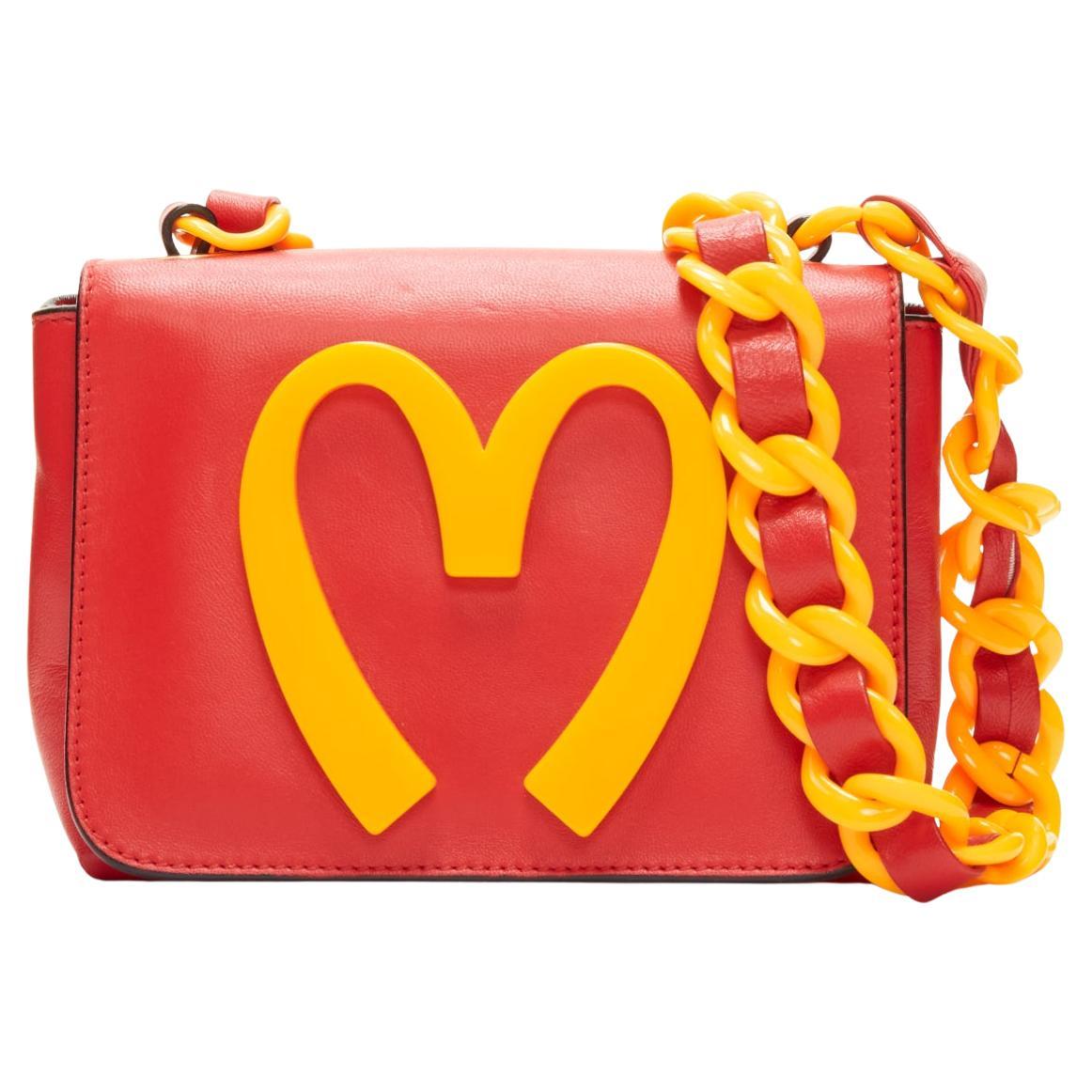 rare MOSCHINO Jeremy Scott 2014 red yellow plastic chain crossbody  bag For Sale