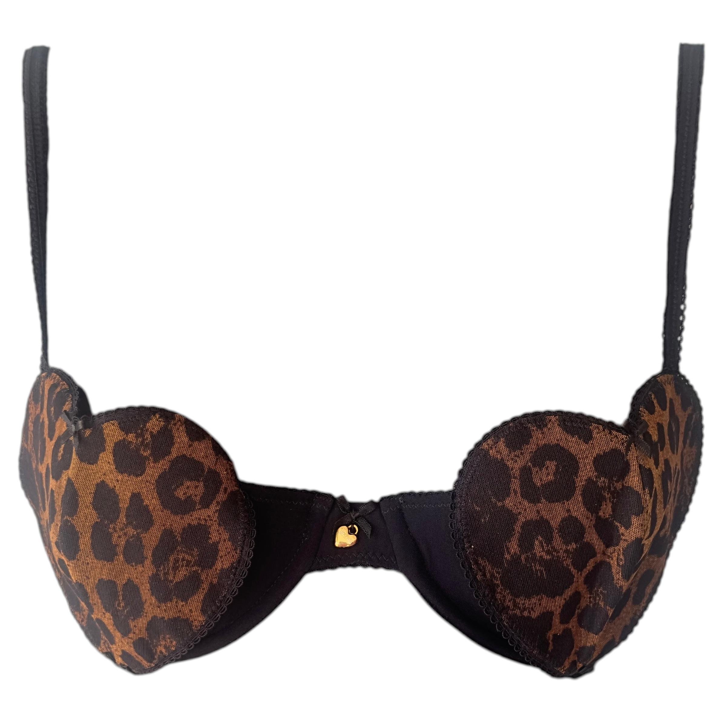 Rare Moschino Lingerie Soutien-gorge imprimé léopard Nouveau avec étiquettes Y2K