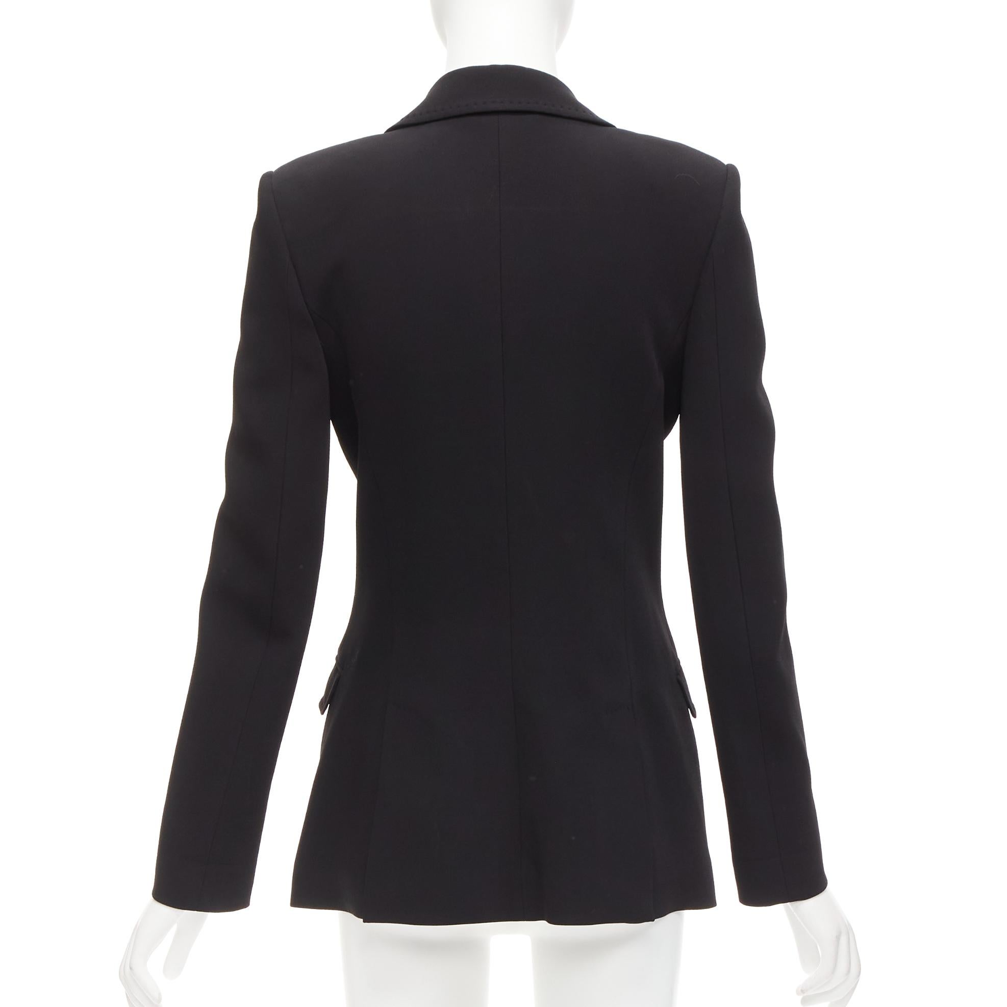 rare MOSCHINO Runway black gold crystal dollar sign button blazer jacket IT40 S 1