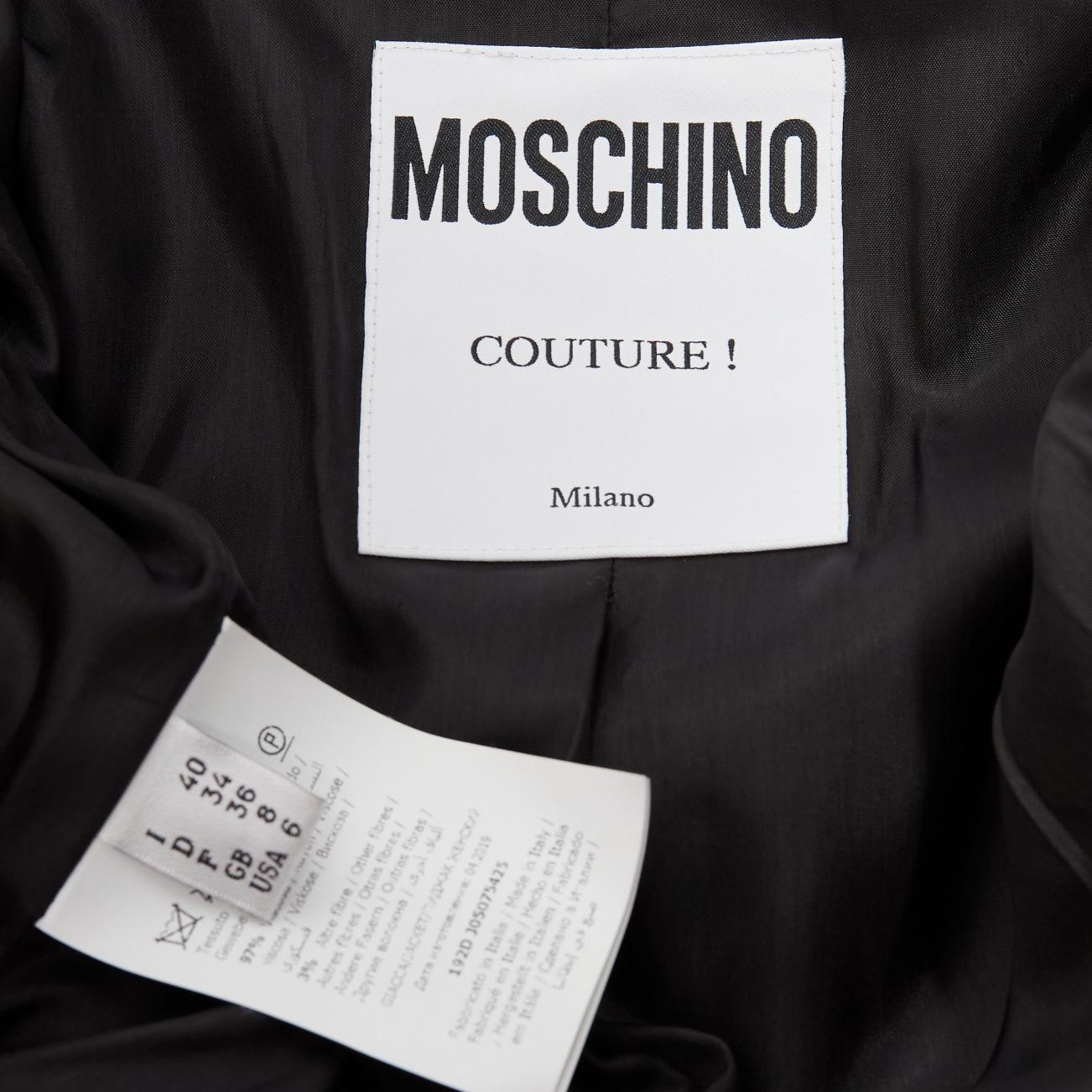 rare MOSCHINO Runway black gold crystal dollar sign button blazer jacket IT40 S For Sale 5