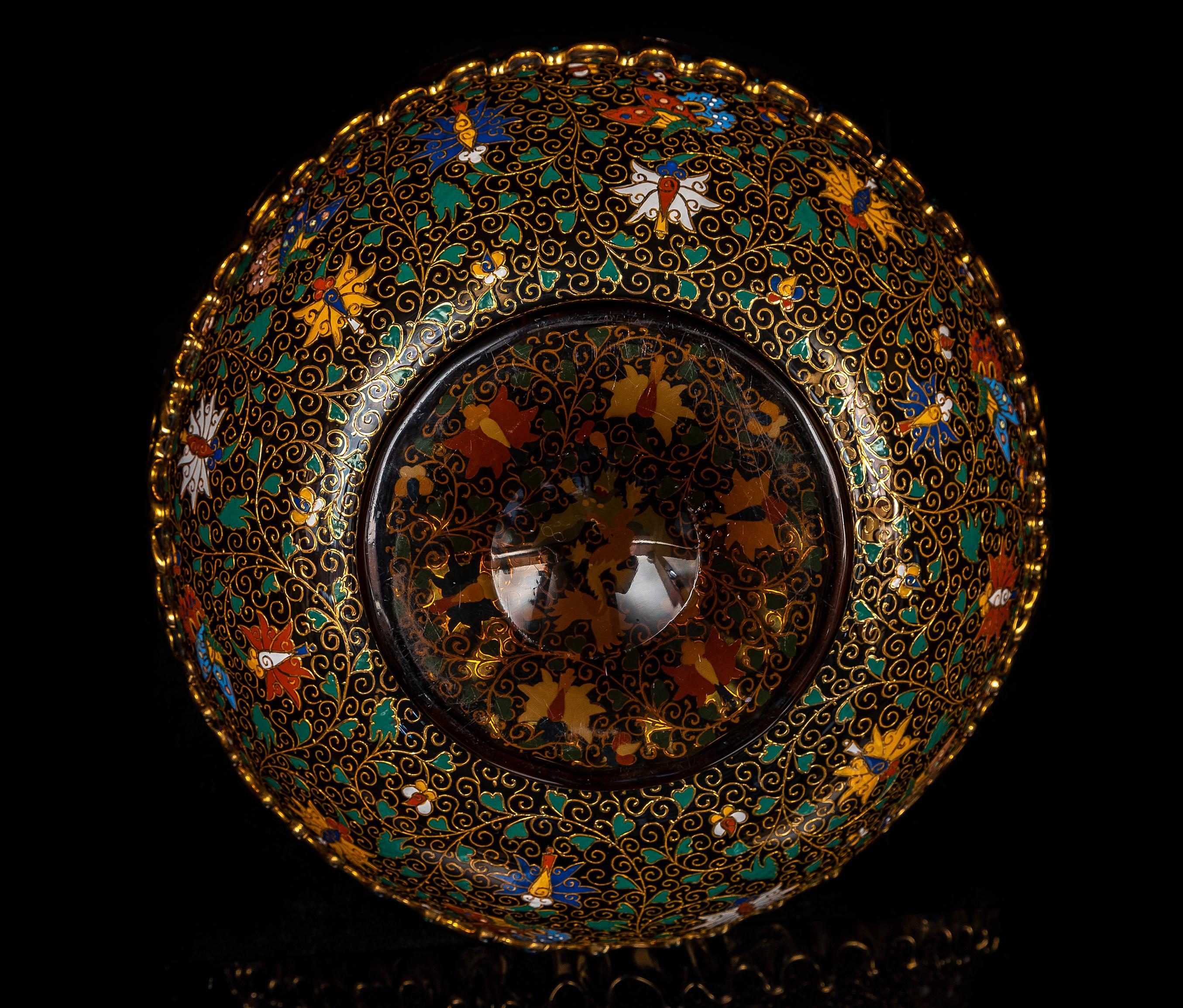 Seltener Moser-Bernstein-Kristallkrug & Basin mit emailliertem Drachen- und Salamandergriff im Angebot 12