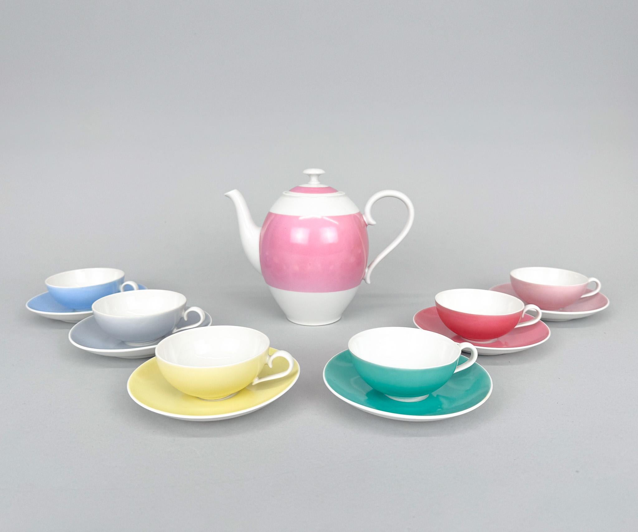 Raro juego de café o té de porcelana MOSER, Checoslovaquia años 50, marcado siglo XX en venta