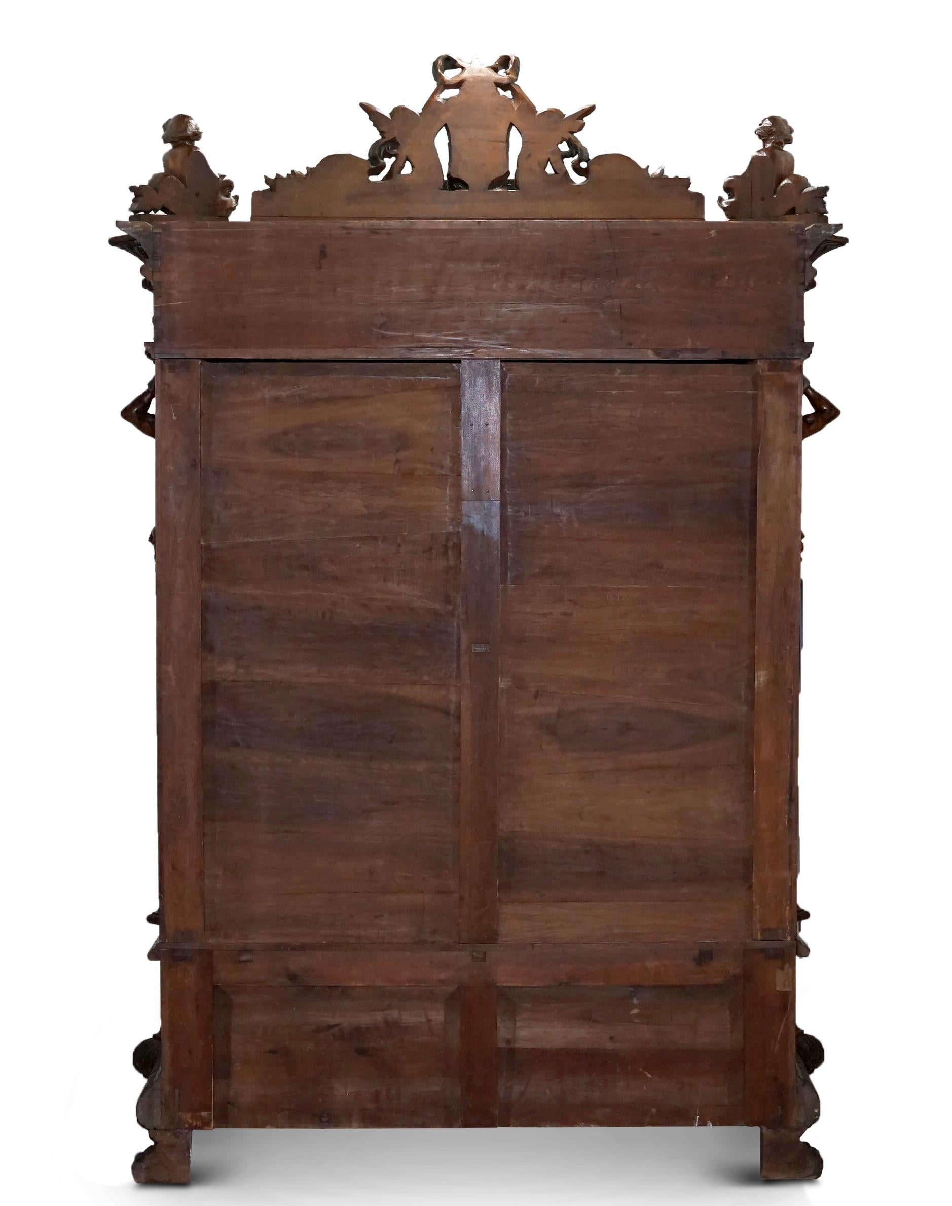 Rare Moses Michelangelo Guggenheim & Pauly Cie Et Venice Antique Carved Armoire For Sale 10