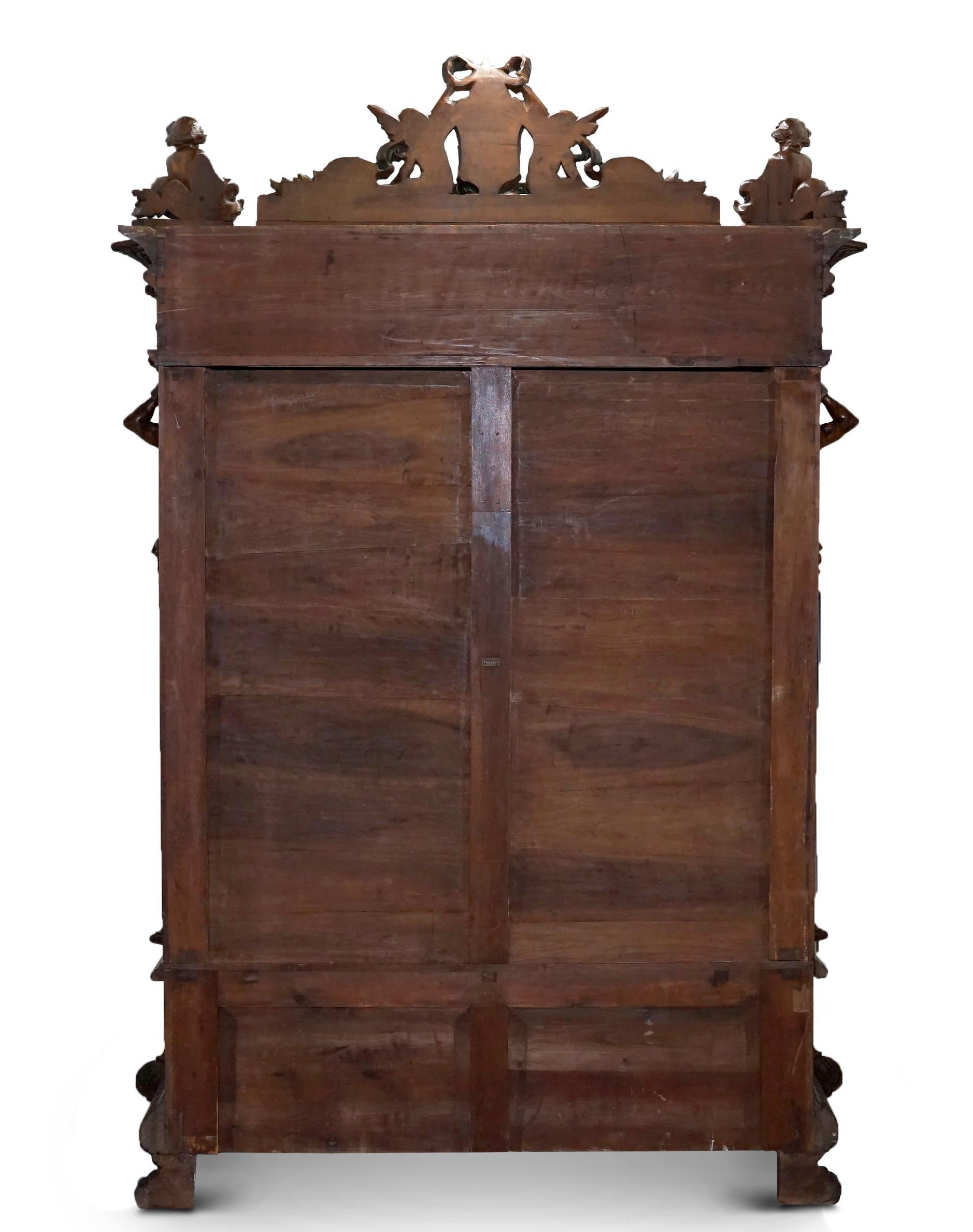 Rare Moses Michelangelo Guggenheim & Pauly Cie Et Venice Antique Carved Armoire For Sale 9