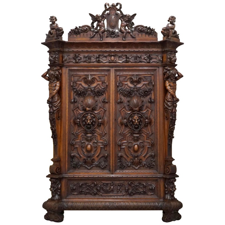 Rare Moses Michelangelo Guggenheim and Pauly Cie Et Venice Antique Carved  Armoire For Sale at 1stDibs | pauly & c venice, hand carved armoires, moses  antique dealer