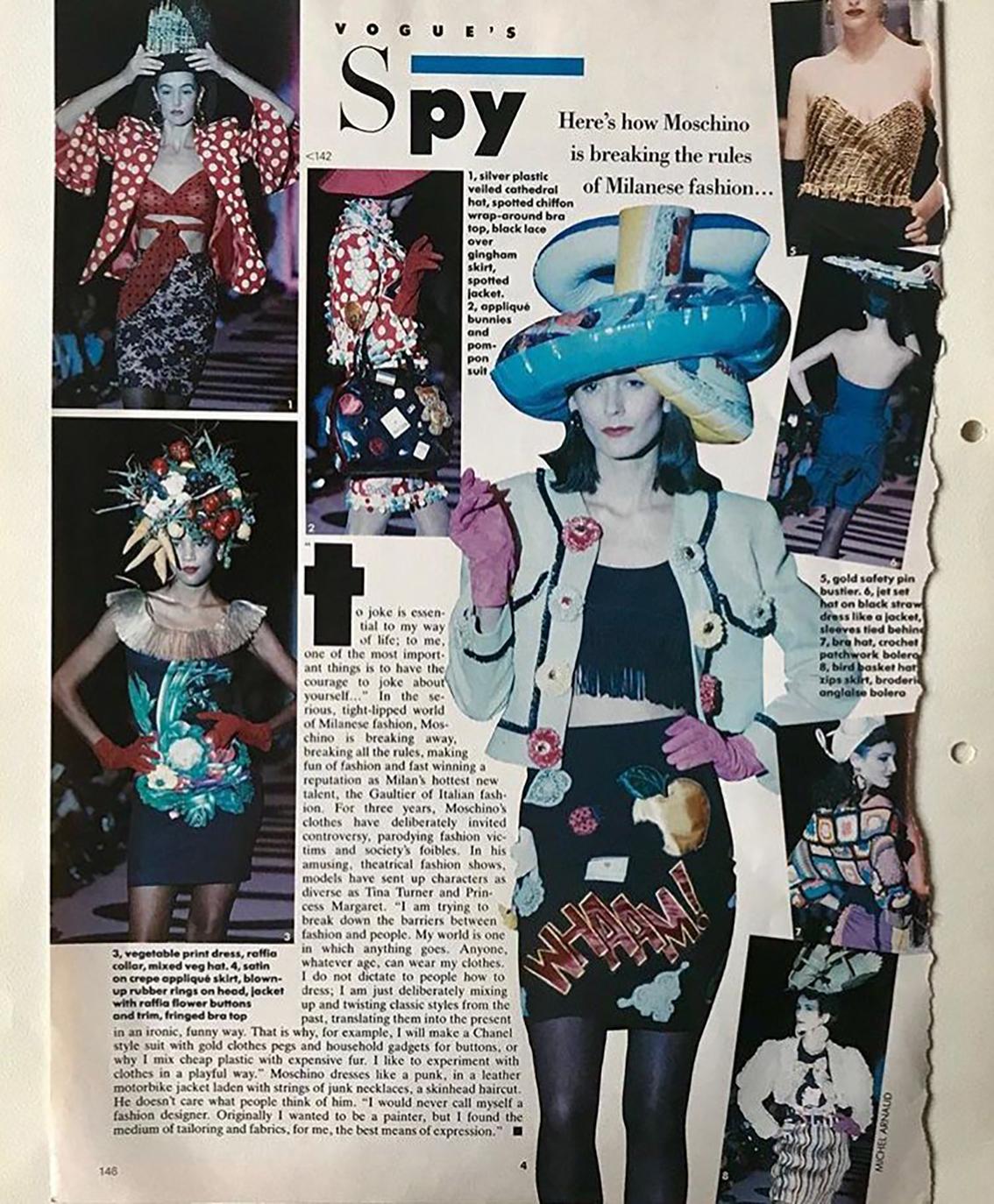 Rare 1988 Runway Moschino 'Fruit & Veg' Print Cocktail Dress For Sale 3