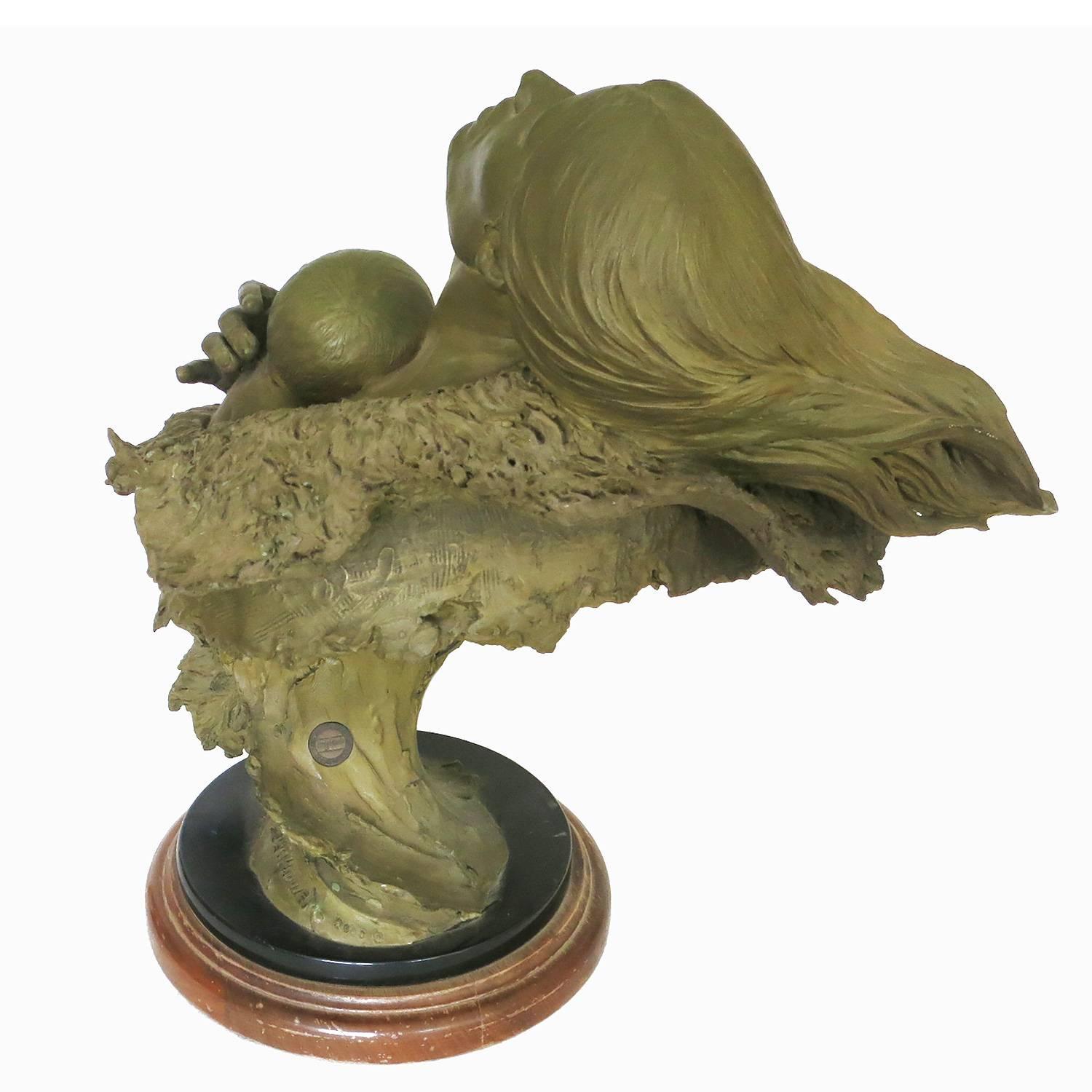 Rare Mother and Child Sculpture Bust by Joe Slockbower for Mill Creek Studios In Excellent Condition For Sale In Van Nuys, CA
