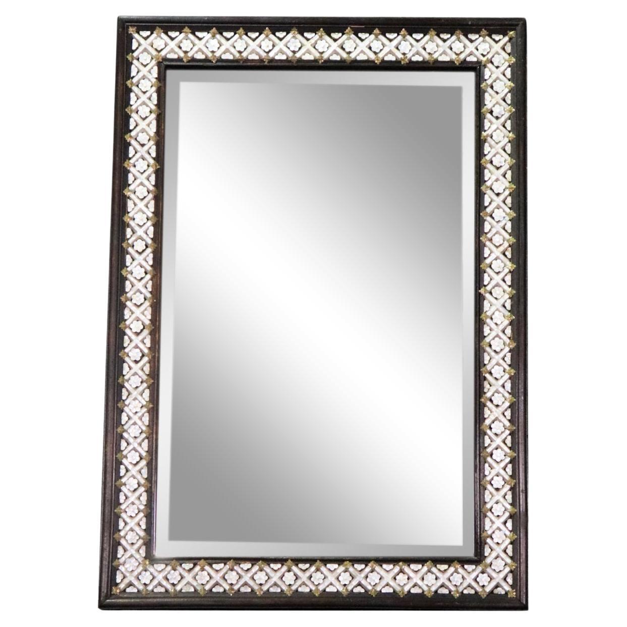 Rare Mother of Reticulated Mother of Pearl Large Wall Mirror 