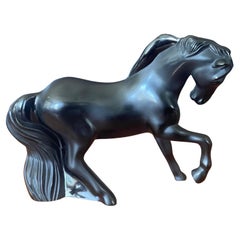 Rare Motif Cheval Mistral Noir Horse / Stallion Sculpture by Lalique of France