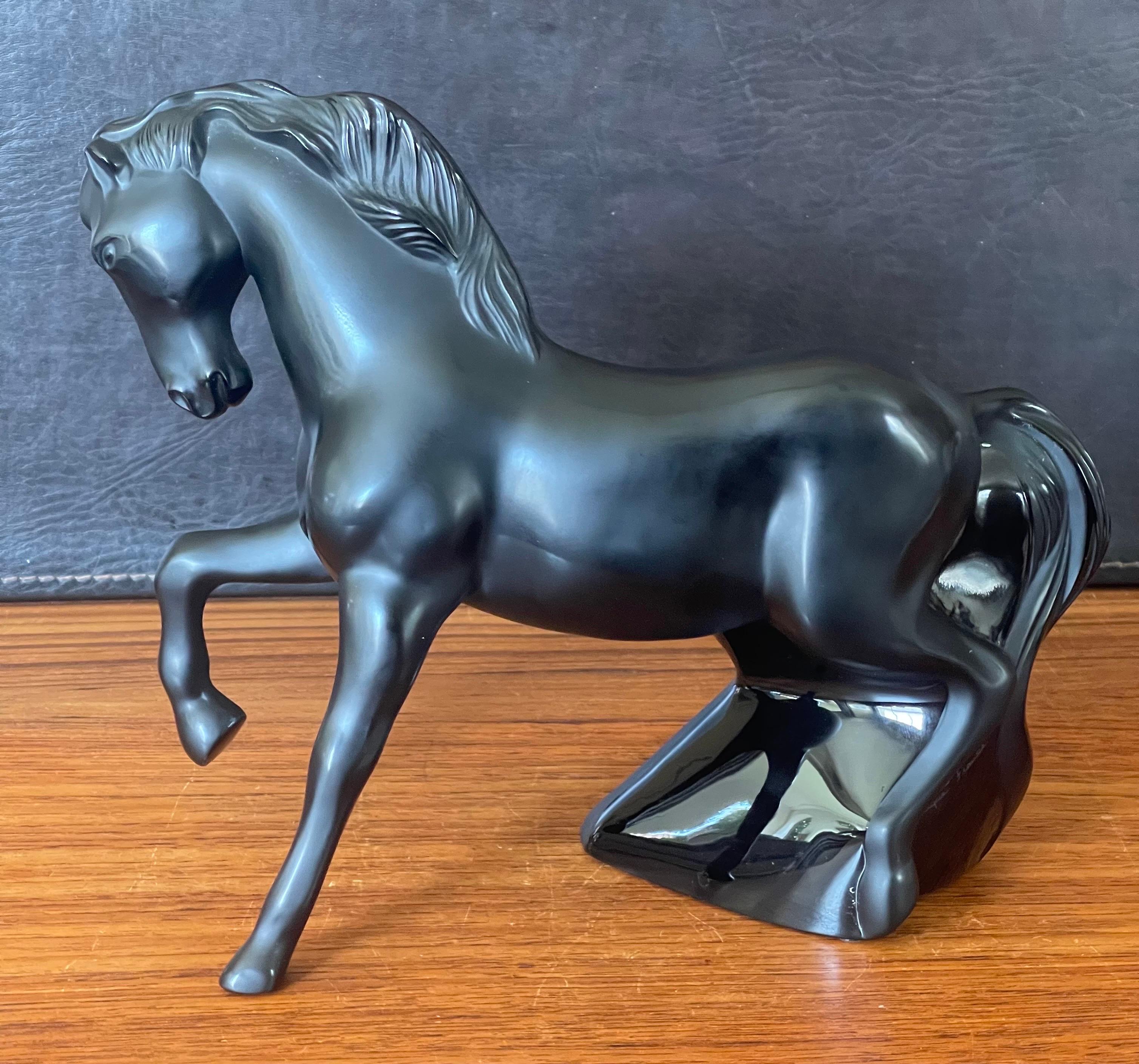 French Rare Motif Cheval Mistral Noir Horse / Stallion Sculpture by Lalique of France For Sale