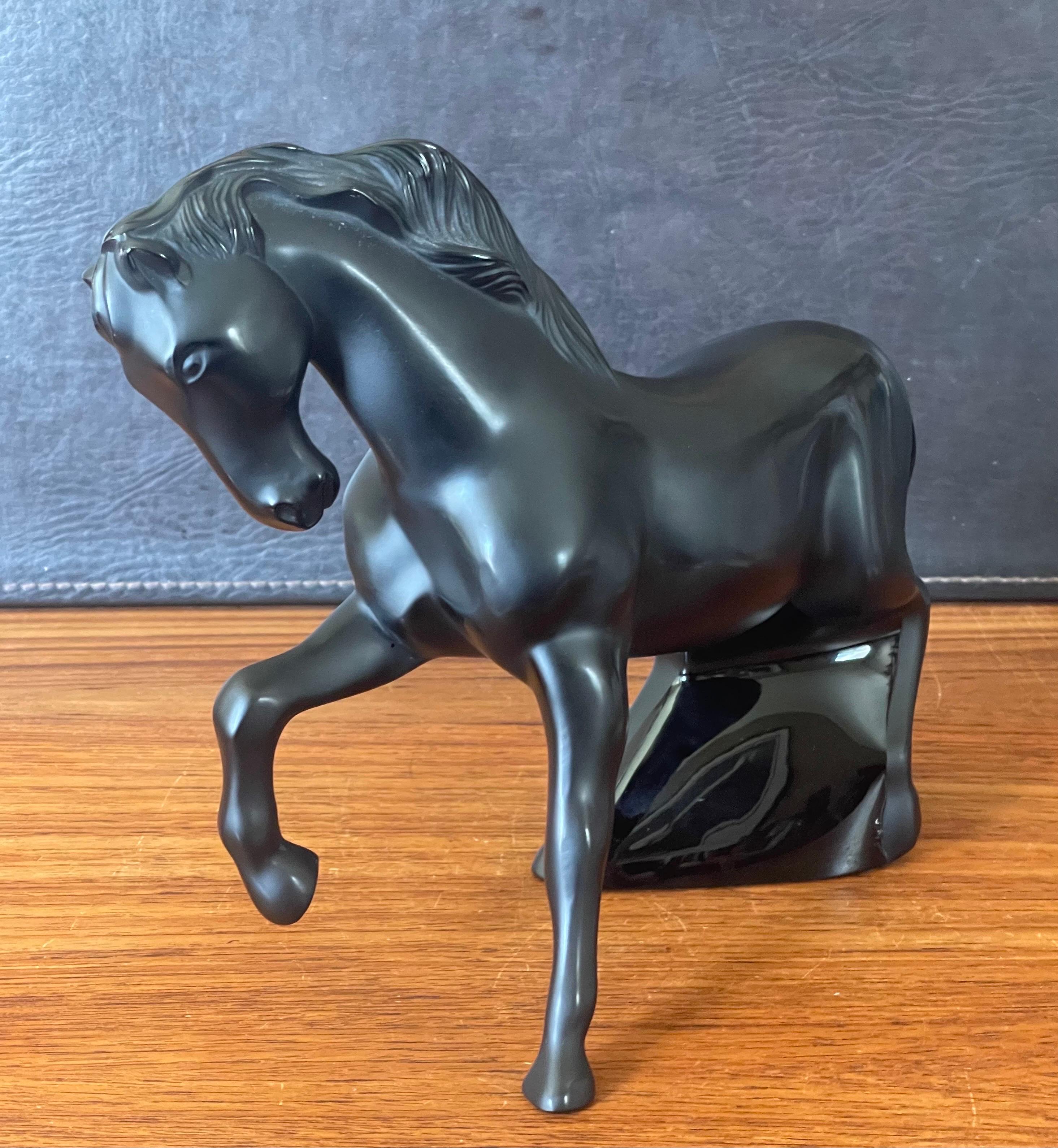 20th Century Rare Motif Cheval Mistral Noir Horse / Stallion Sculpture by Lalique of France For Sale