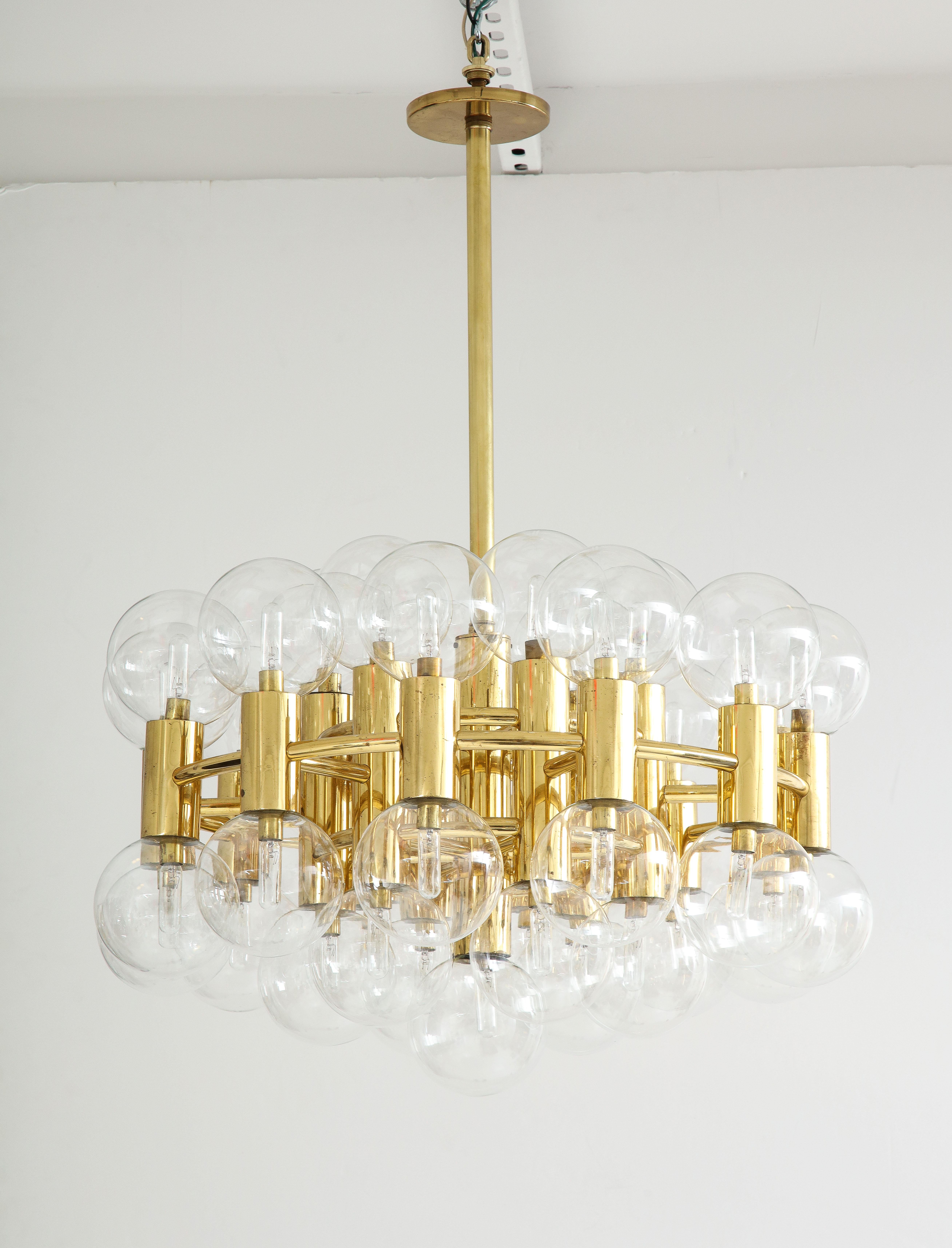 Rare Motoko Ishii for Staff Leuchten Chandelier in Brass with 37 Globes 2