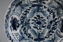 Rare Moulded Antique Qing Chinese Blue White Butterfly Dish Porcelain China