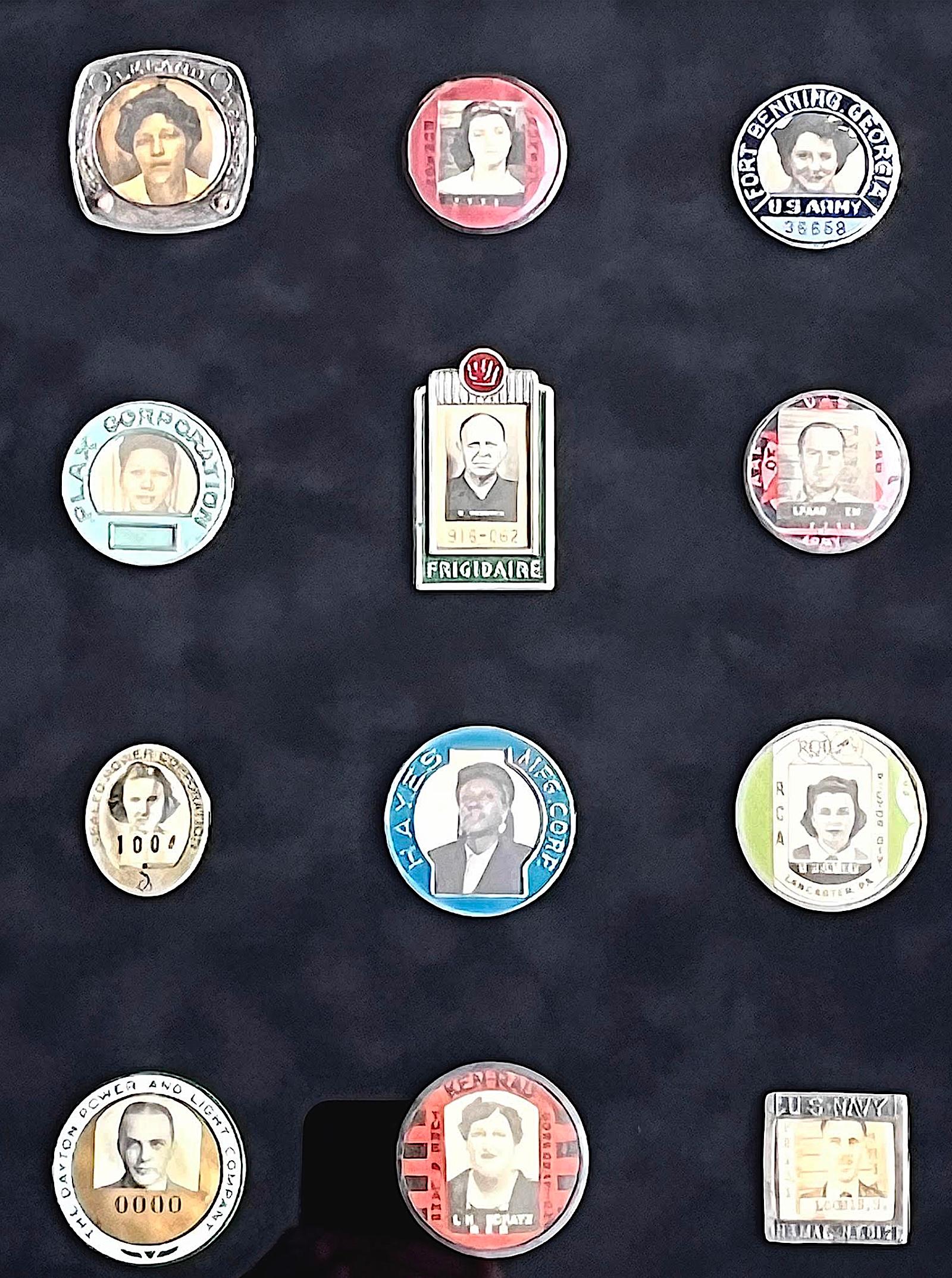 Mid-20th Century Rare Mounted Collection of Antique Employee Badges