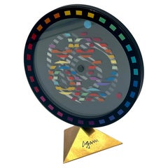 Rare Movado Desk Clock Designed by Yaacov Agam Galaxy Series Limited Edition