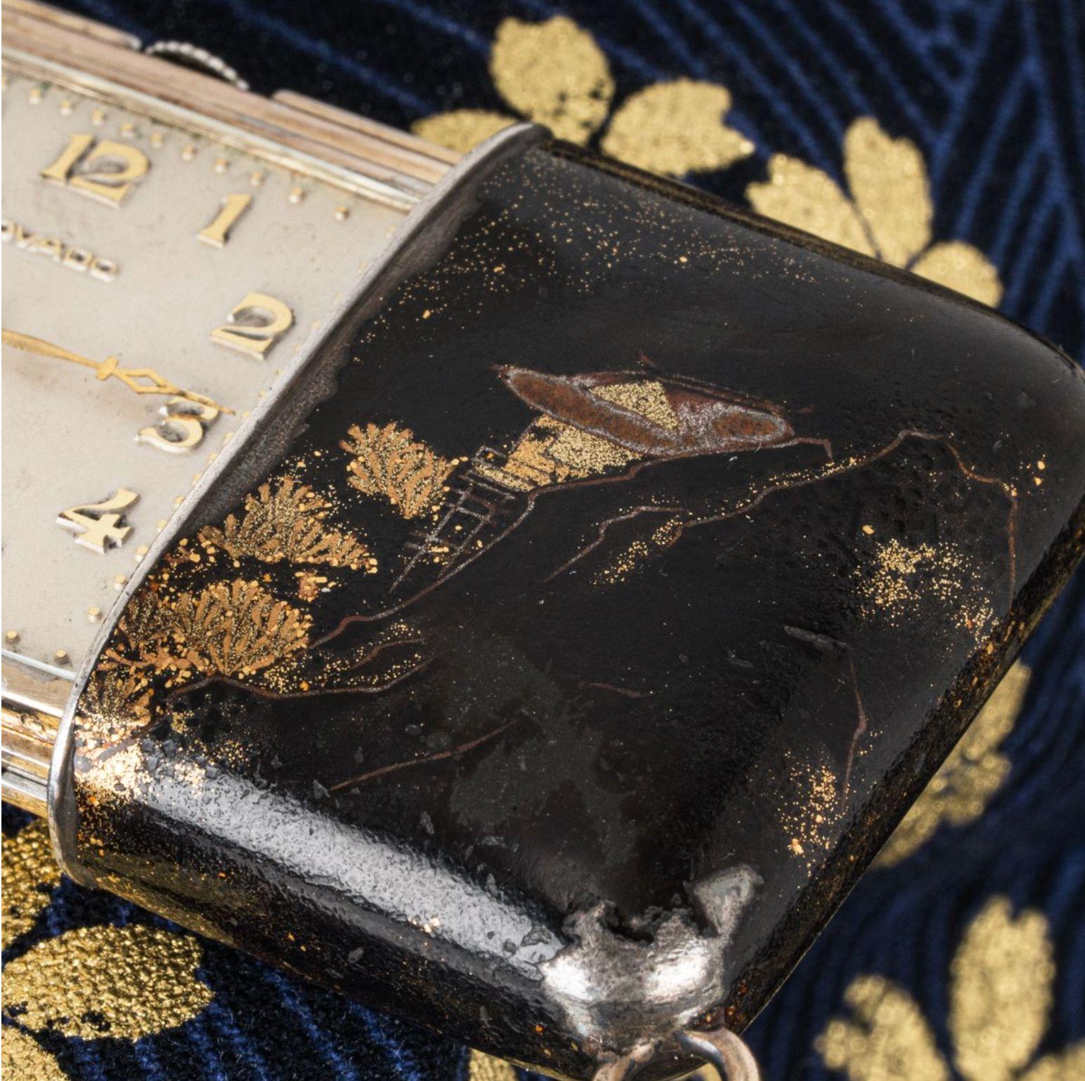 Rare Movado Early Maki-E Ermeto Manual Wind Purse Watch, circa 1929 In Good Condition For Sale In London, GB