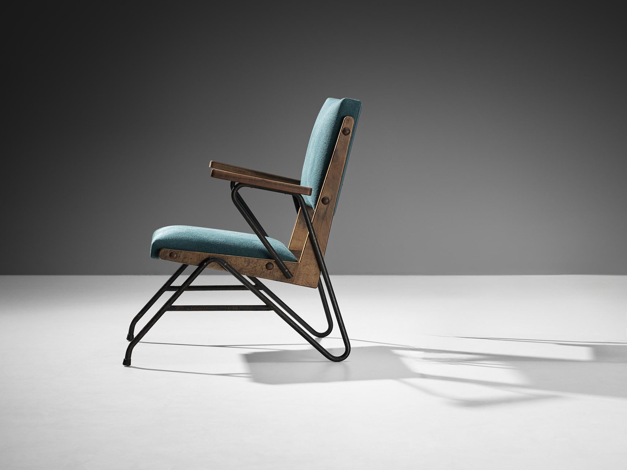 Rara Silla de salón Moyses B. Klajn para Moveis Leal con estructura de hierro en Bueno estado para la venta en Waalwijk, NL