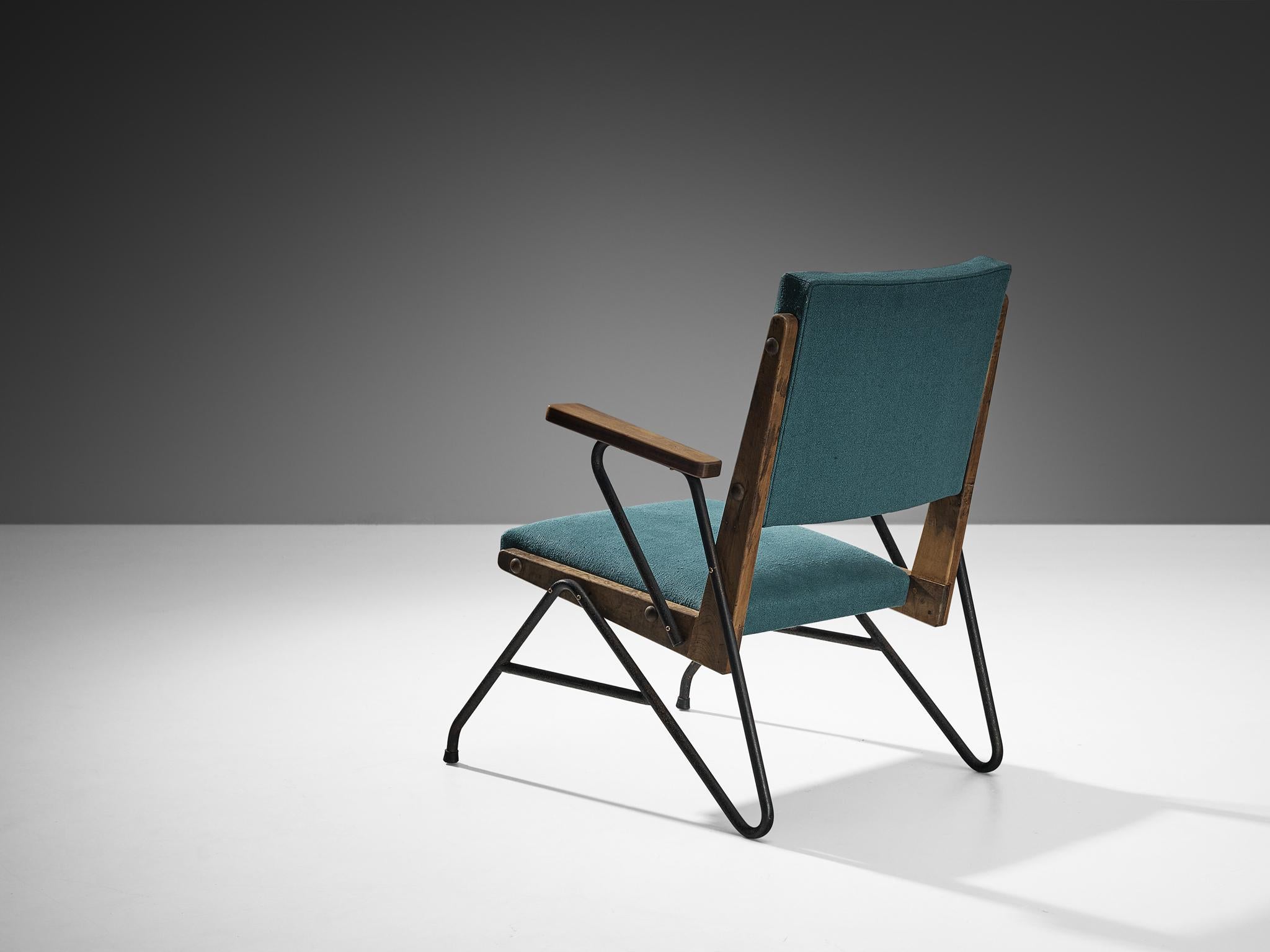 Rara Silla de salón Moyses B. Klajn para Moveis Leal con estructura de hierro Lino en venta