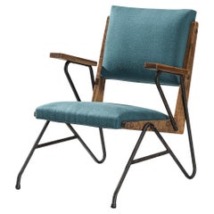 Rara sedia da salotto di Moyses B. Klajn per Moveis Leal con struttura in ferro