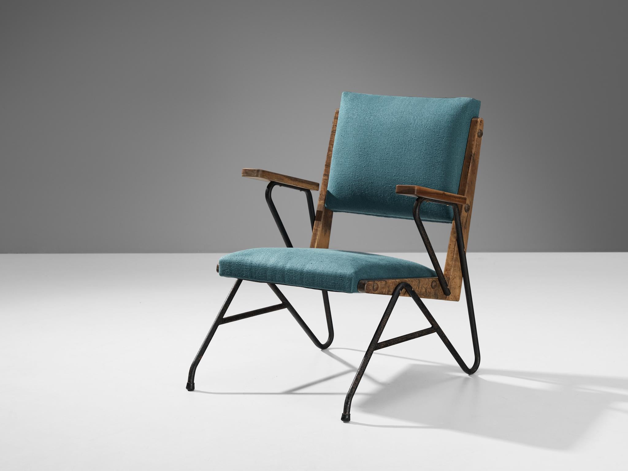 Raro par de sillones Moyses B. Klajn para Moveis Leal con estructura de hierro Moderno de mediados de siglo en venta