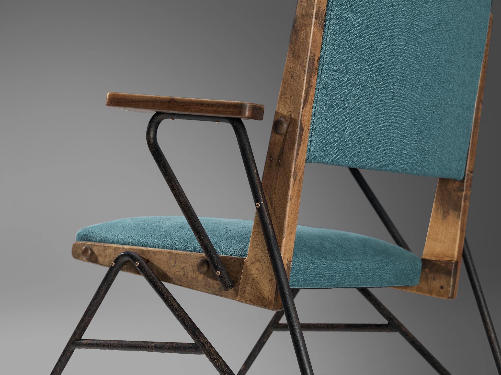 Raro par de sillones Moyses B. Klajn para Moveis Leal con estructura de hierro en venta 1