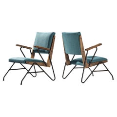 Rare Moyses B. Klajn for Moveis Leal Pair of Lounge Chairs with Iron Frame