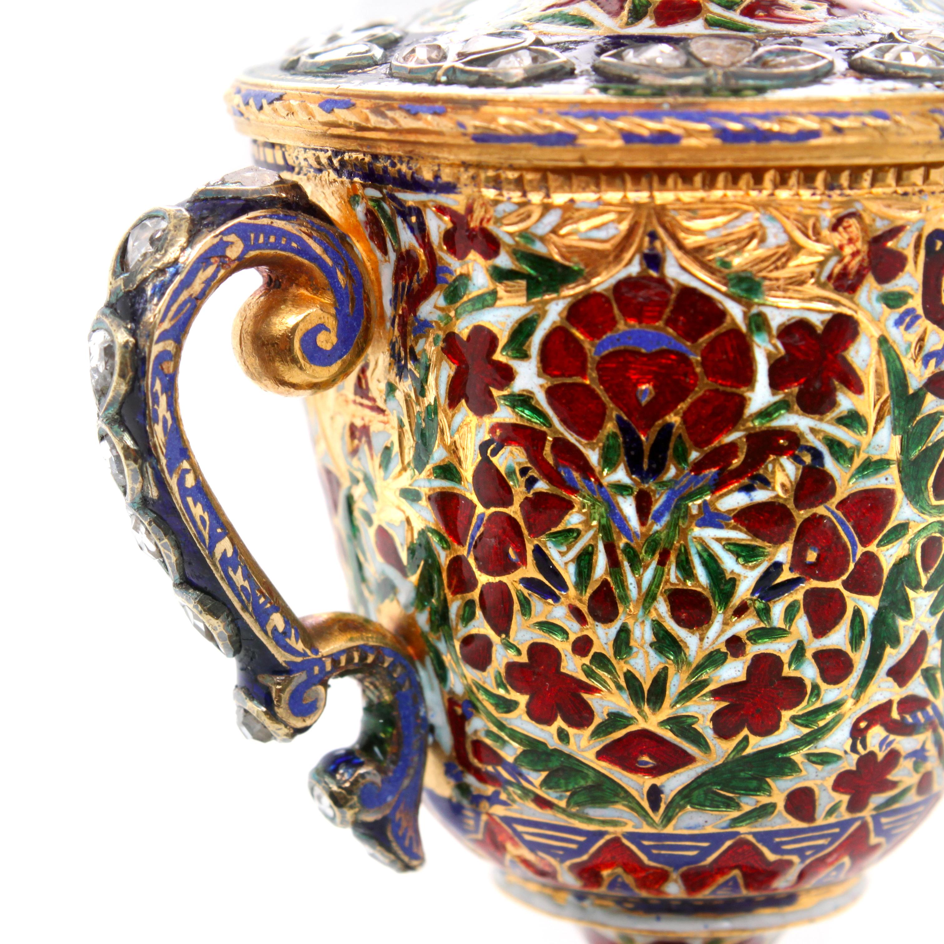 Georgian Rare Mughal Enamel and Diamond Cup, Early 19th Century For Sale