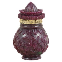 Seltene kleine Flasche im Mughal-Stil aus natürlichem Rubin und 22 Karat Gold