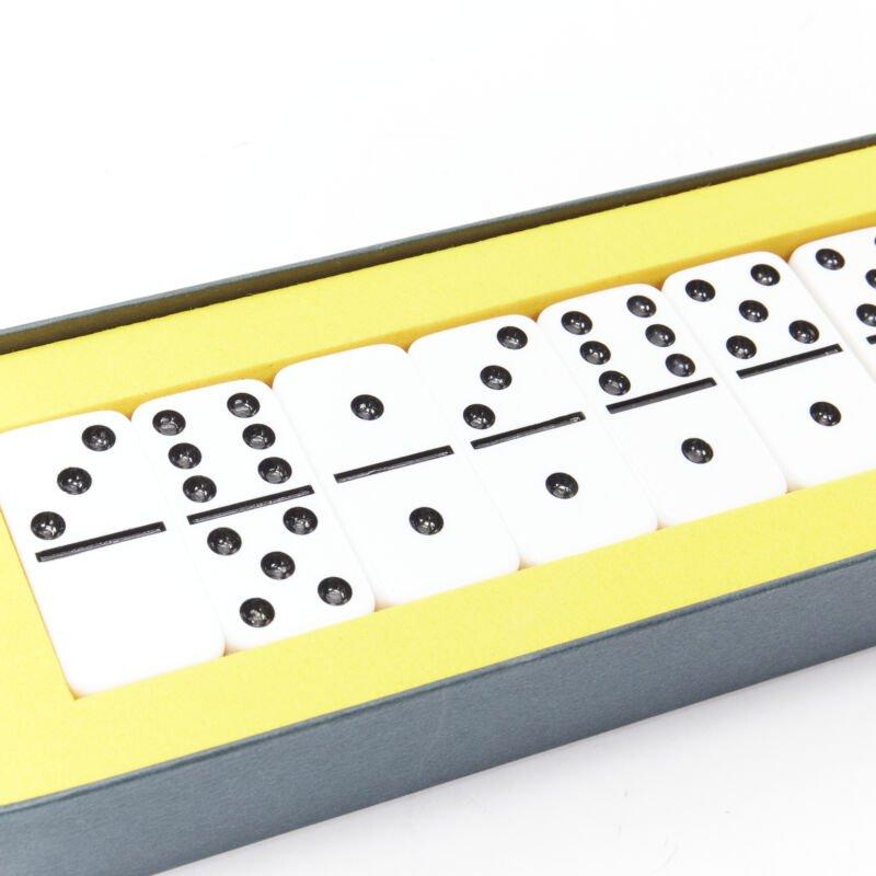 rare MULBERRY Dominoes board game set
Reference: KNCN/A00019
Brand: Mulberry
Model: Dominoes set
Color: White, Black
Pattern: Solid
Extra Details: Comes with green and yellow paper box case.

CONDITION:
Condition: Very good, this item was pre-owned