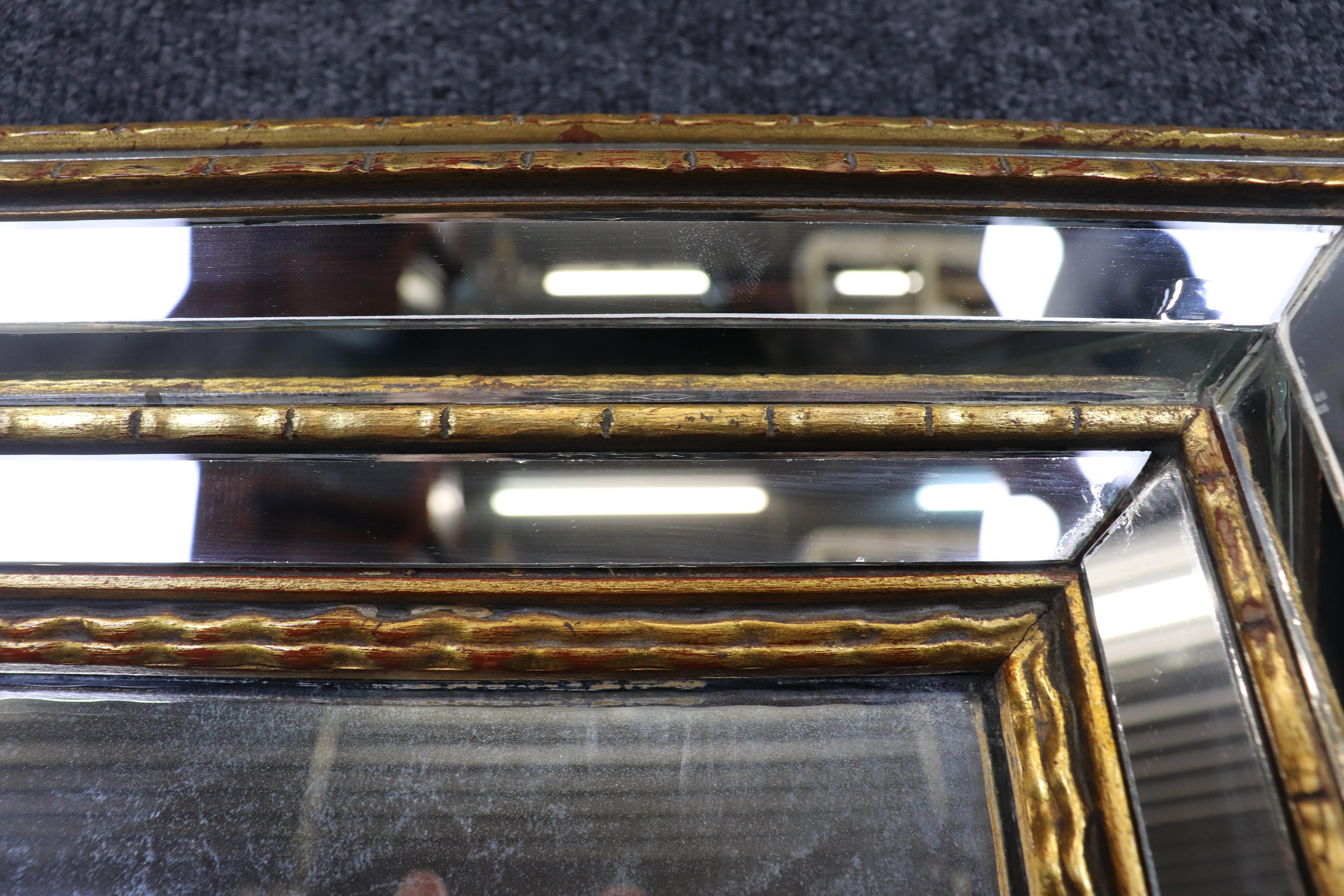 Rare Multi-faceted Dimensional LaBarge Gilded Framed Italian Mirror For Sale 4